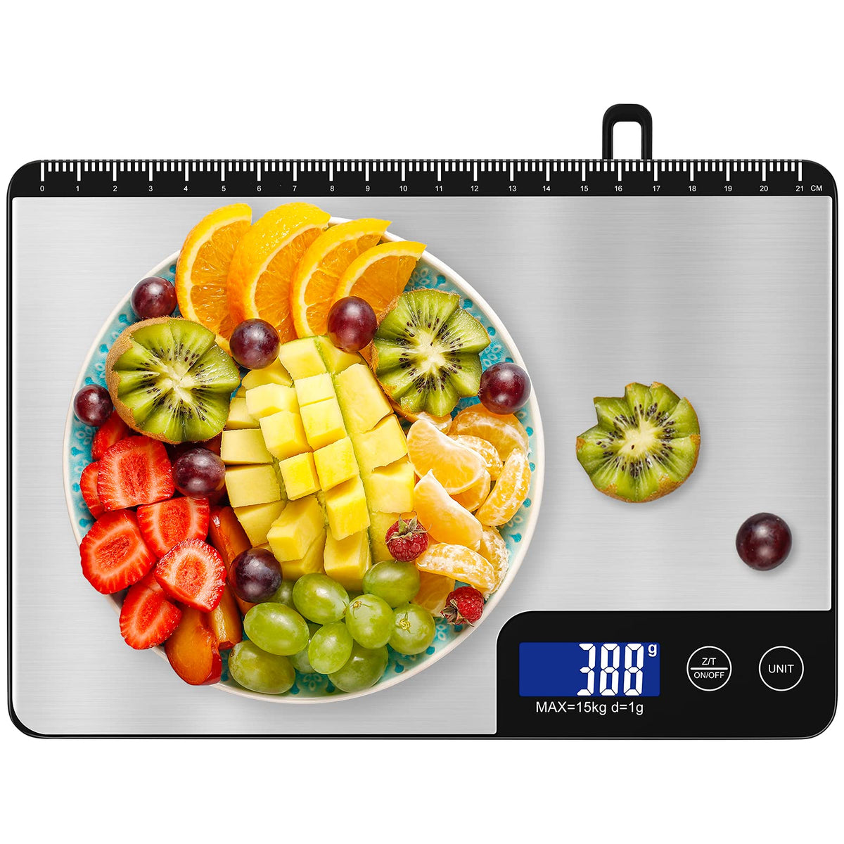 Diyife 15 KG Balanza de Cocina con Panel Grande, Profesional Báscula Digita, Bascula de Comida Alimentos, Tacto Sensible y Pantalla LCD, Función de Tara, con 2 Baterías