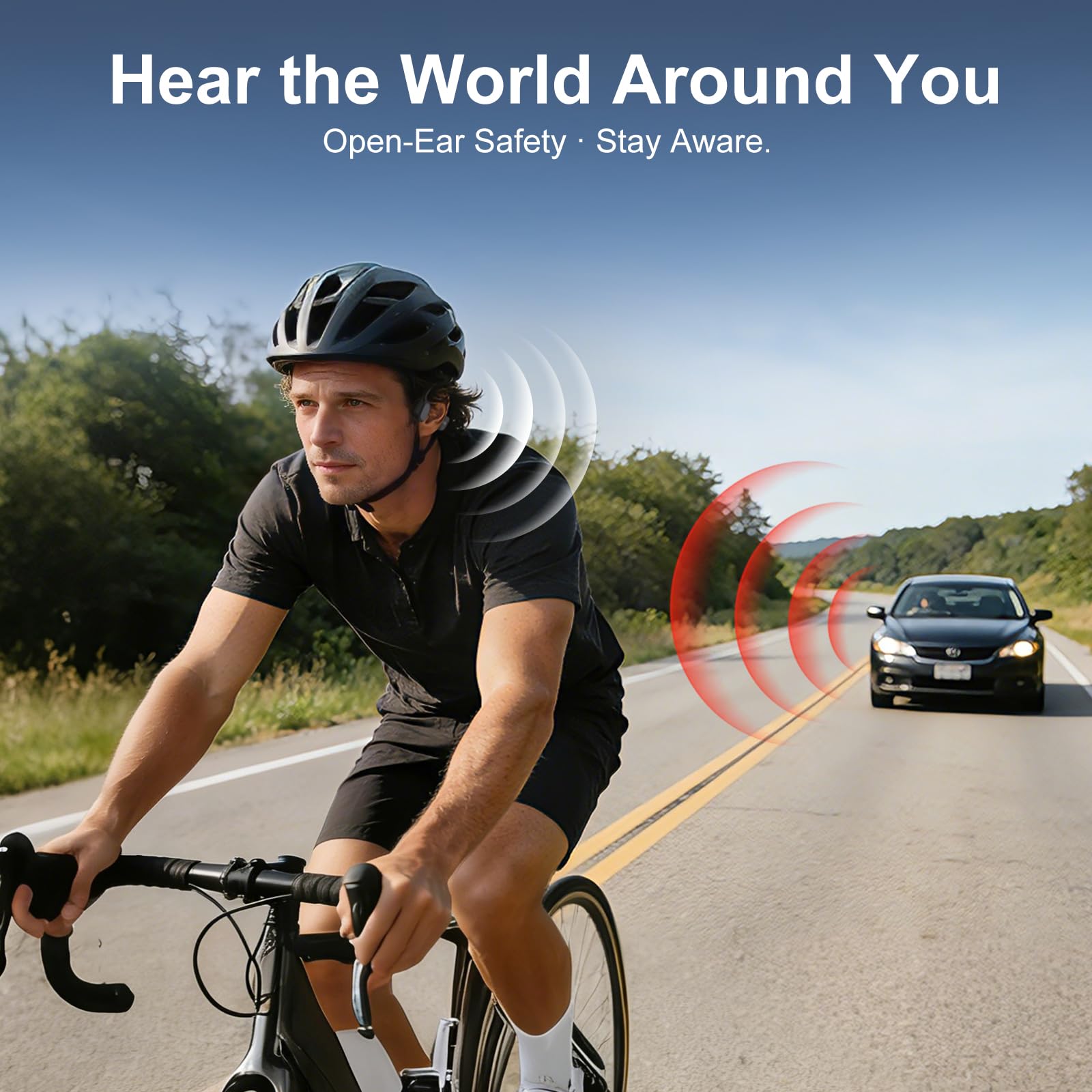 sunvito Audífonos de Conducción Ósea, Auriculares Inalámbricos Open-Ear Bluetooth 6.0 Deportivos con Micrófono, IPX6 Impermeable, 10H de Batería, para Correr y Ciclismo