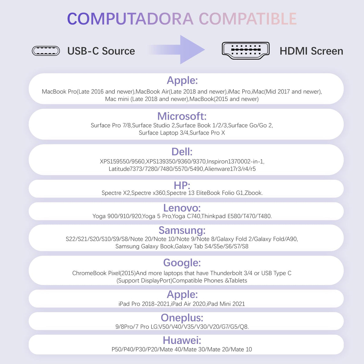Autbye Cables HDMI, Cable USB C 3.1 a HDMI, 4K/30hz Adaptador Tipo C a HDMI, Compatible con iMac, MacBook, Samsung Galaxy S21 Note 9/8 S8, iPhone 15/15 Plus/15 Pro/ 15 Pro MAX, Huawei, iPad, HTC