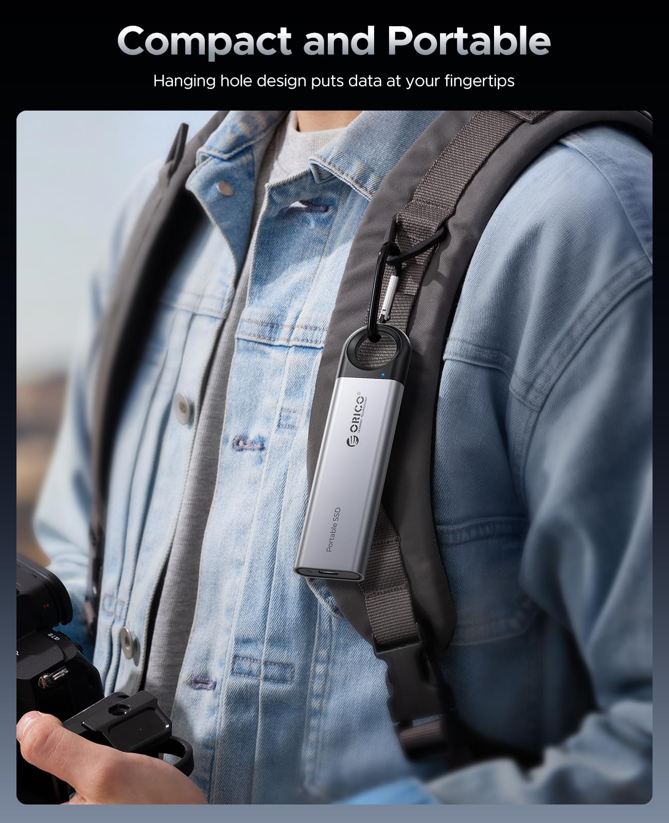 ORICO SSD Externo 512 GB hasta 500 MB/s, Unidad portátil de Estado sólido con diseño de Agujero Colgante, Plug and Play, Cable USB C & A 2 en 1, Almacenamiento confiable para teléfonos Inteligentes