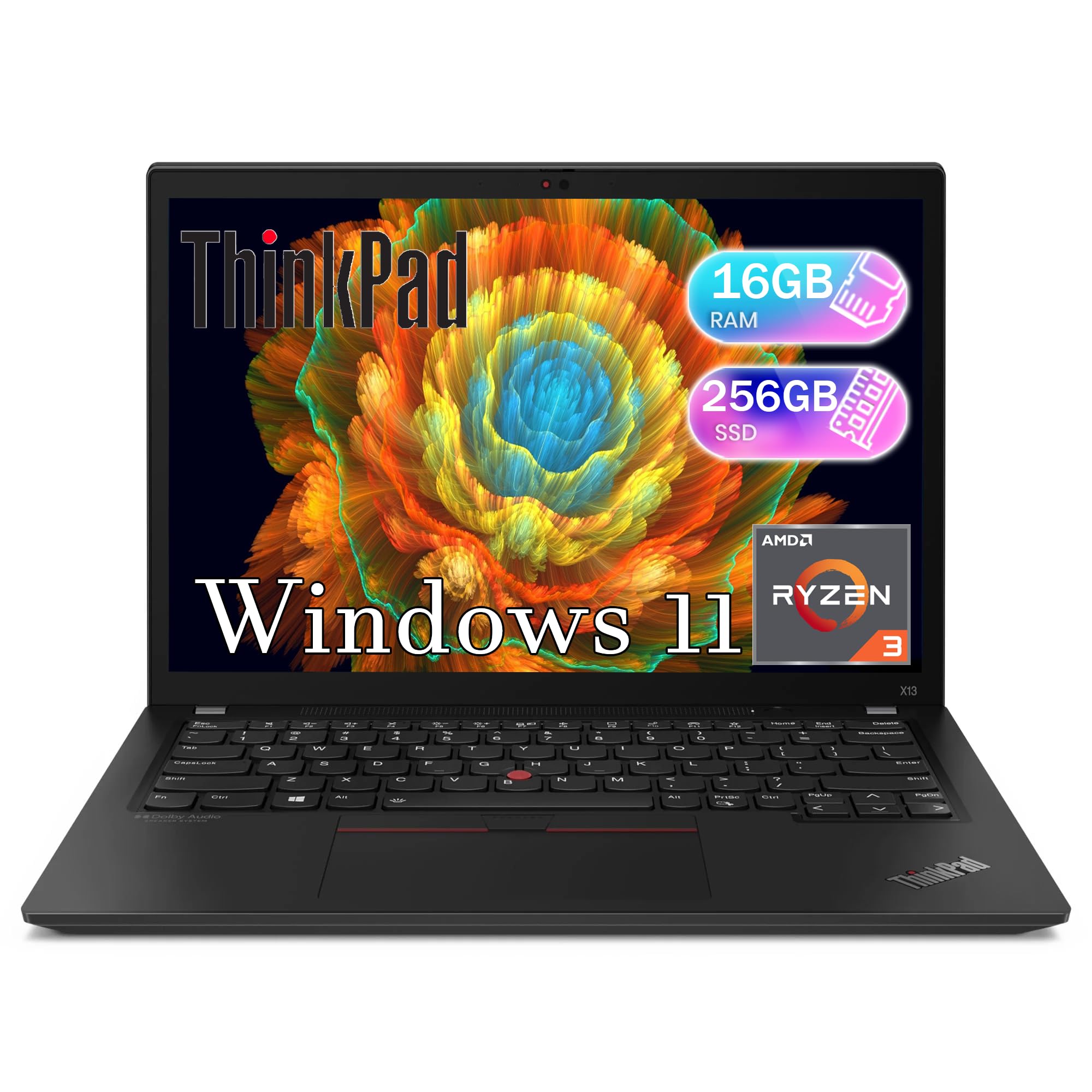 Lenovo ThinkPad X13 FHD - Computadora portátil Windows 11 Pro, procesador AMD Ryzen 3 PRO 4450U, 16GB RAM, 256GB SSD, HDMI, Thunderbolt, 1920 x 1080, Ryzen Notebook Win 11 (renovado)