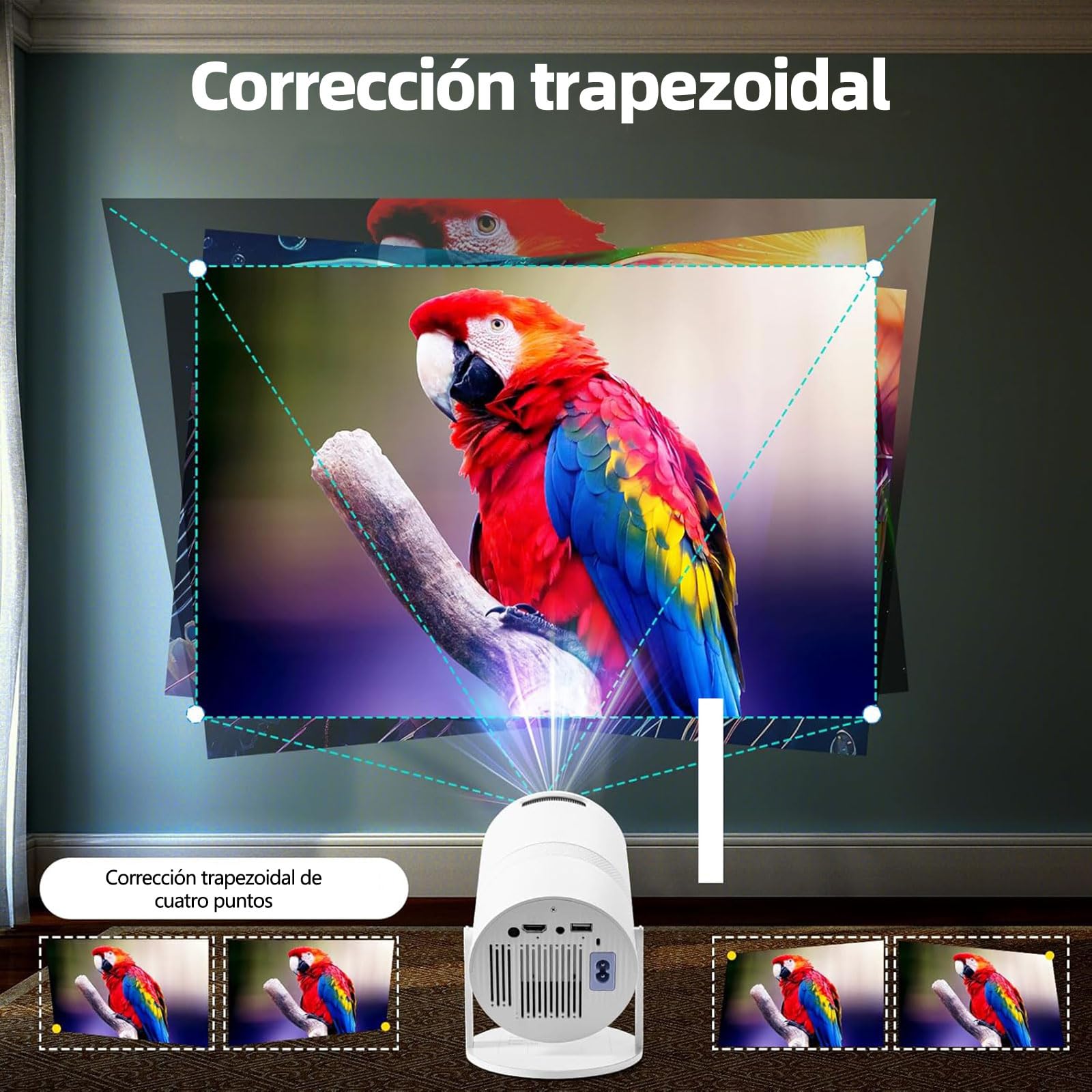 BOJOOM Mini Proyector Portátil 4K con 2 Mandos de Juego Inalámbricos, Tarjeta SD de 64GB con 2000+ Juegos y 14 Emuladores, Compatible con HDMI/USB/Smart TV/Phone, para Hogar/Fiesta/Exterior
