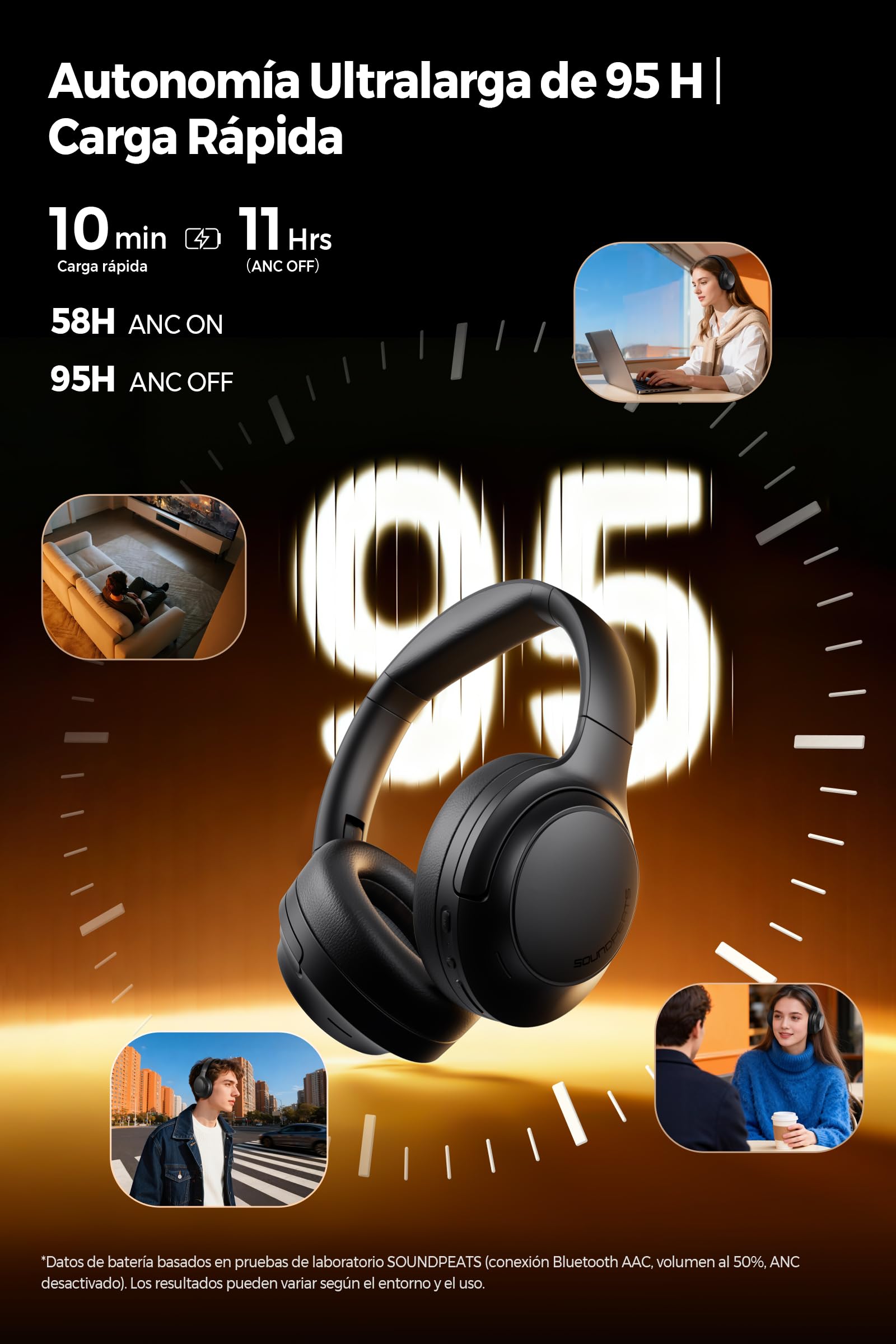 SoundPEATS Cove Pro Audífonos de Diadema ANC Adaptativo -56dB Hi-Res LDAC
