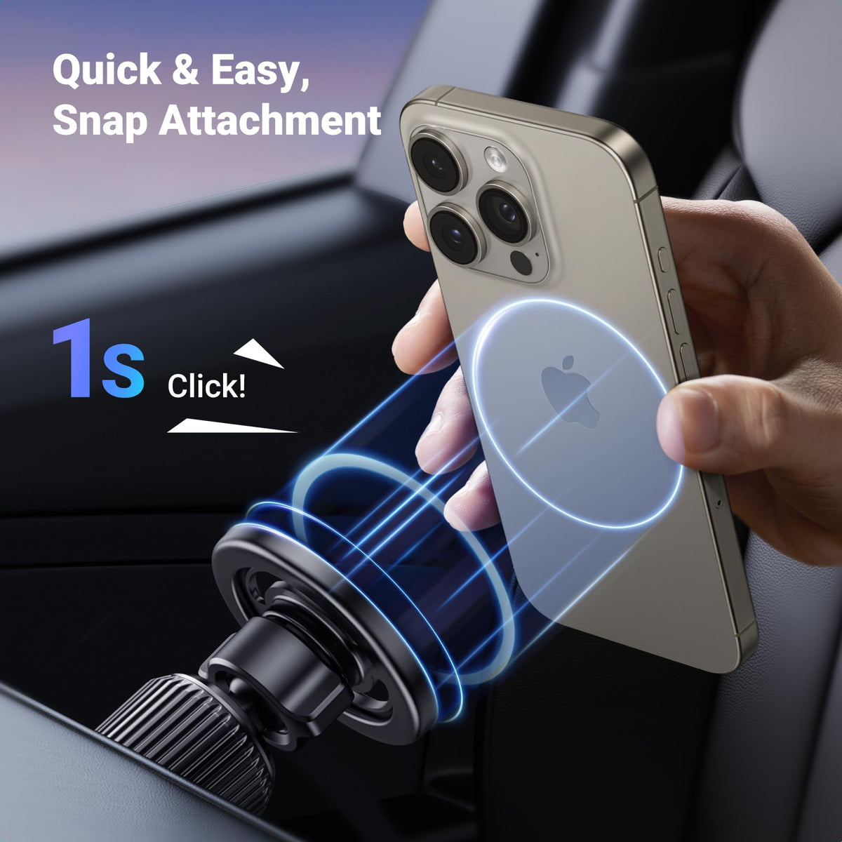 UGREEN Soporte Celular Automóvil Magsafe, Base Porta Auto para Rejillas de Aire 360° Giratorio, Compatible con iPhone 16 15 Pro MAX 14 13 12 y Otros Dispositivos con Anillo Magnético