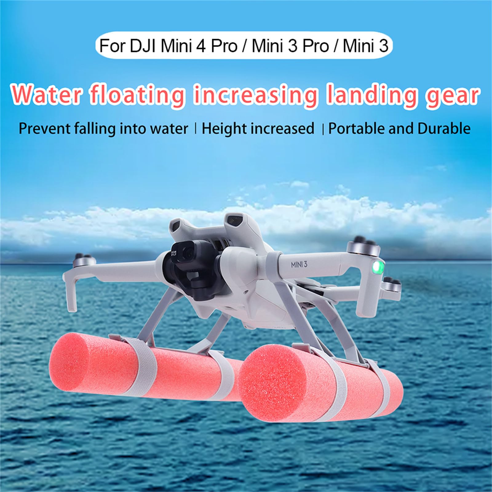 FlySimple - Equipo de aterrizaje flotante para DJI Mini 4 Pro Kit de entrenamiento de agua para drones Soporte de barra de flotabilidad compatible con DJI Mini 3/3 Pro Accesorios