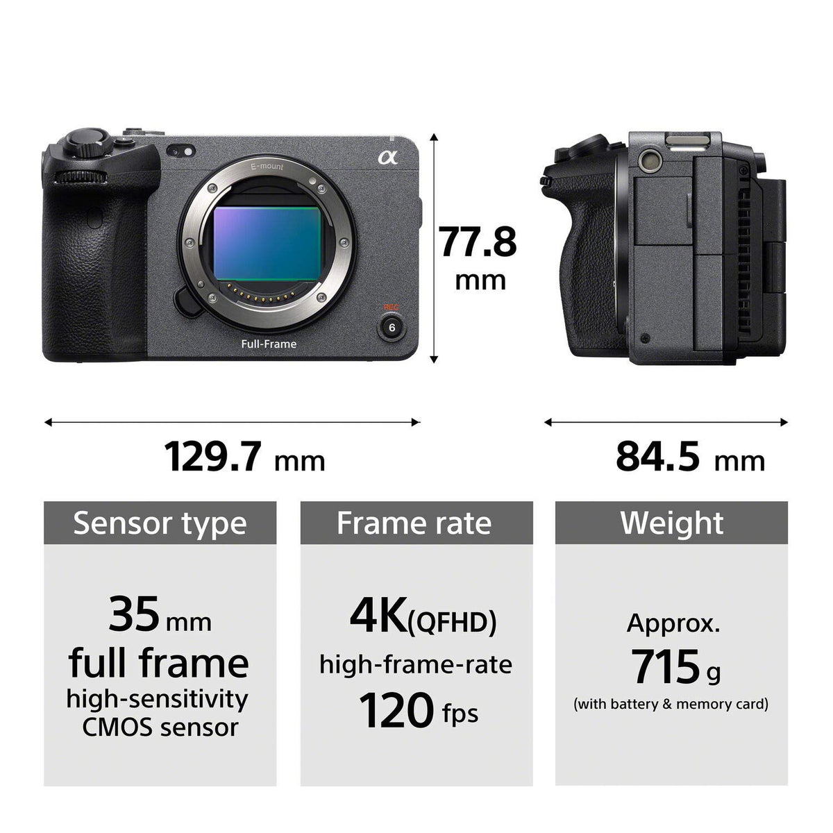 Sony Alpha Cámara Cinema Line Full Frame ILME-FX3