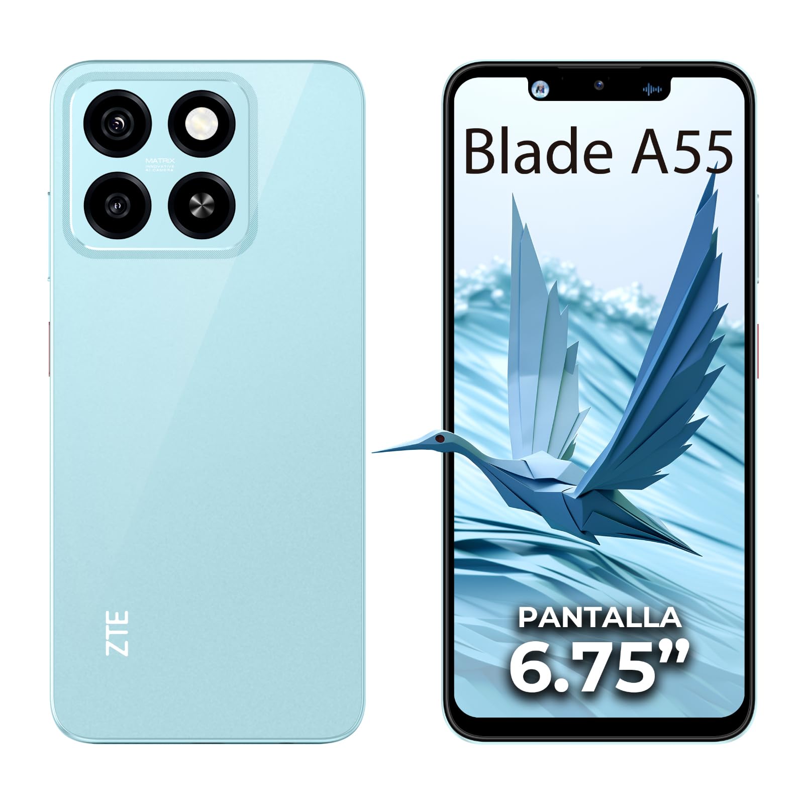 ZTE Blade A55 Smartphone 128 GB + 4GB RAM Desbloqueado Azul