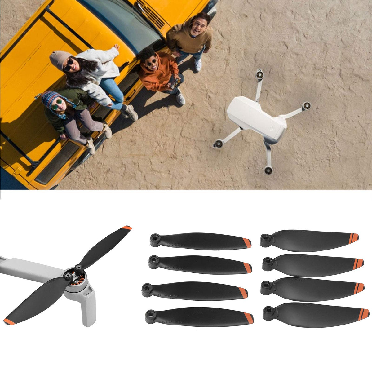 Dilwe 2 Pares de hélices para Drones, Juego de hélices para Drones para PC, Accesorios para Drones compatibles con Mini 2(Naranja)