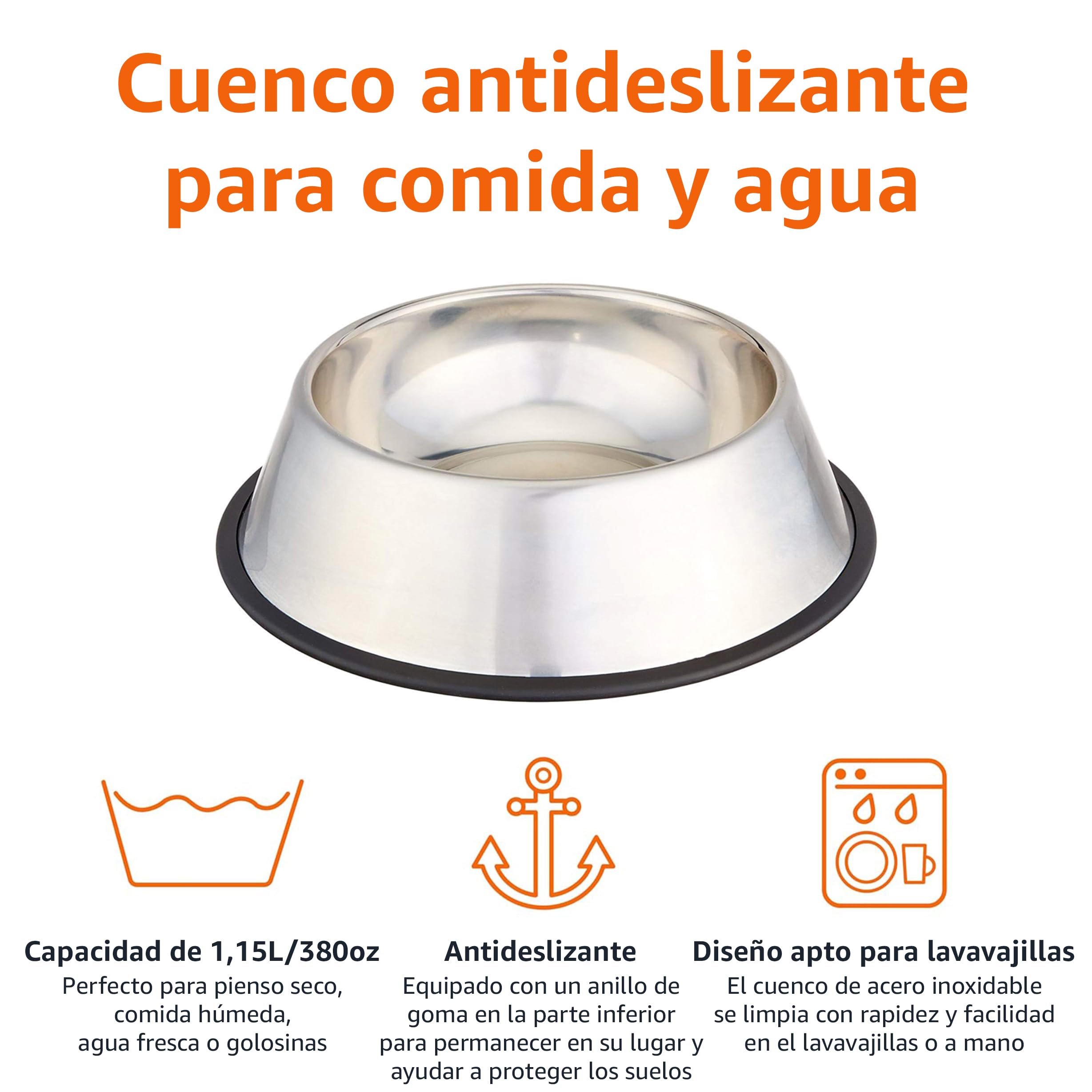 Amazon Basics - Cuenco para perros de acero inoxidable