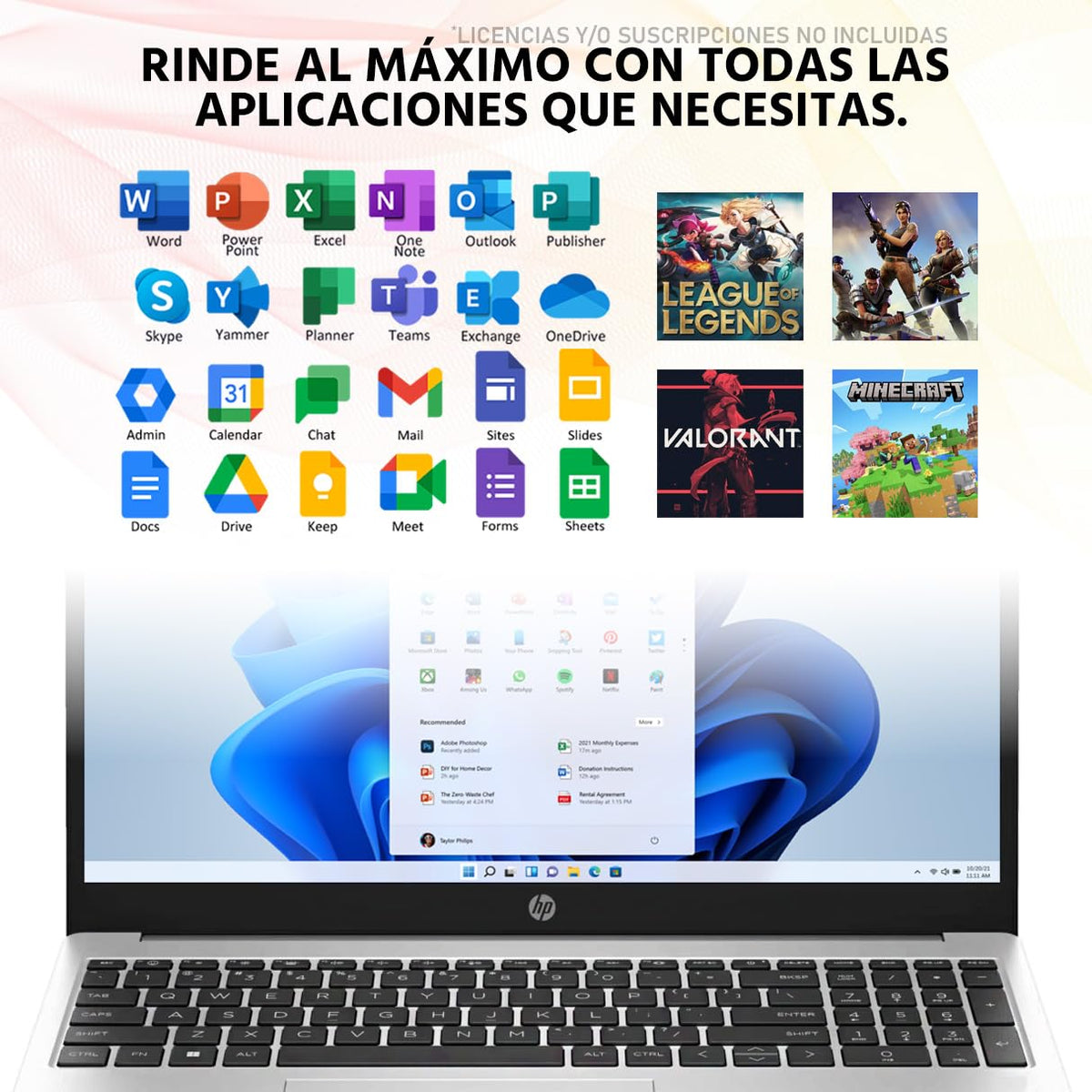 HP Laptop 255 G10 AMD Ryzen 5 7530U 24GB 512GB SSD 15.6" W11 Teclado Español Mouse DXT Productividad y Trabajo Profesional