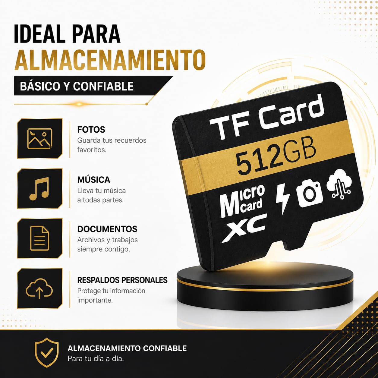 Genérico TF Card 512GB, Almacenamiento Básico para Fotos, Música y Documentos, Compatible con Celulares Android y Tablets