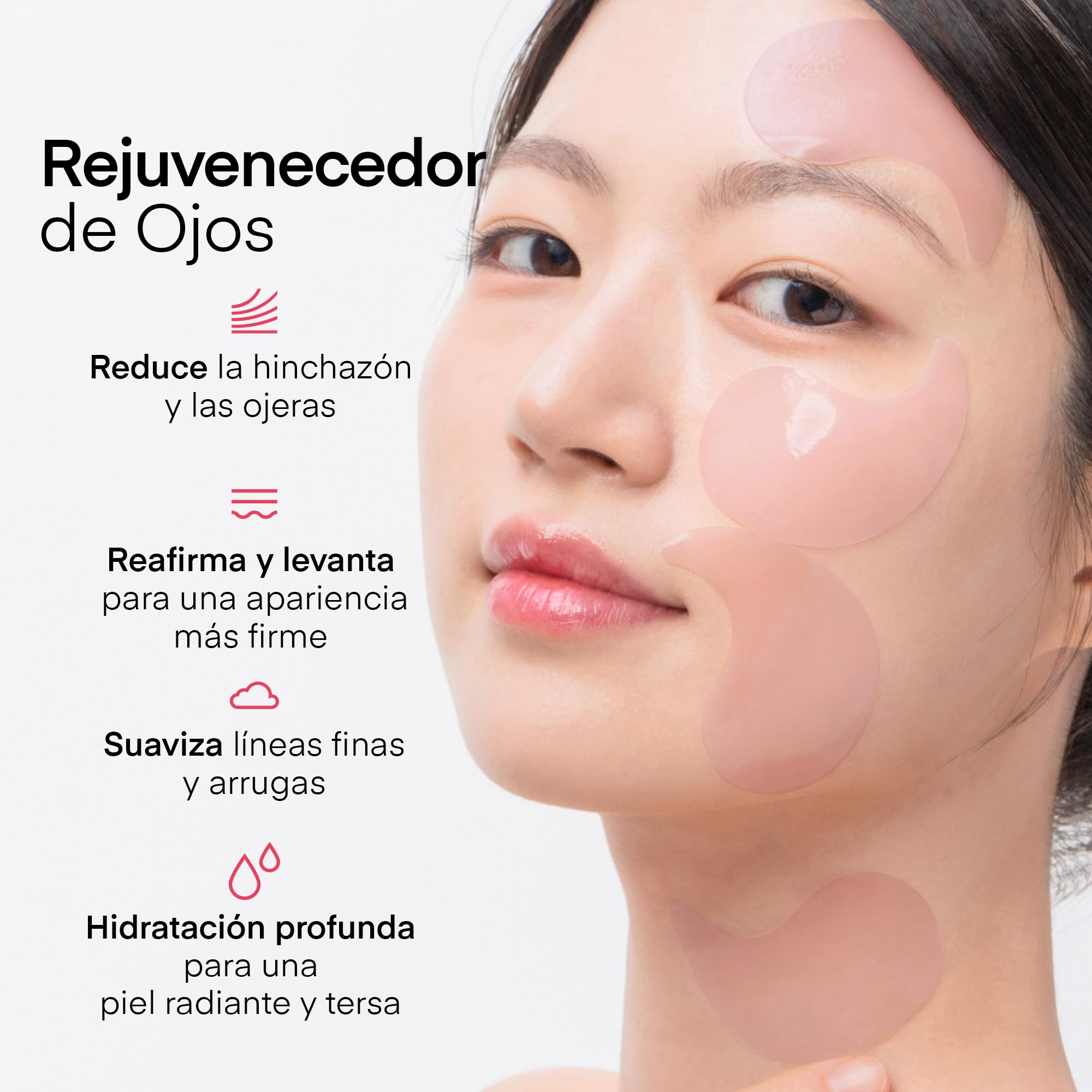 Terez & Honor Parche Coreano de Hidrogel con Péptidos y Colágeno - 60 Mascarillas Reafirmantes, Iluminadoras e Hidratantes para Ojos - Ojeras, Bolsas, Arrugas y Líneas Finas - Under Eye Patches