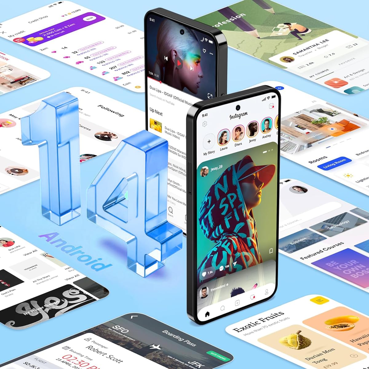 Fhrhig Celulares Inteligente Android 14, 256GB+8GB RAM Smartphone, 6.6" HD Celular con Batería 8000mAh, 8MP+5MP Cámara, Teléfonos con Dual SIM Dual Standby/Face ID/TF