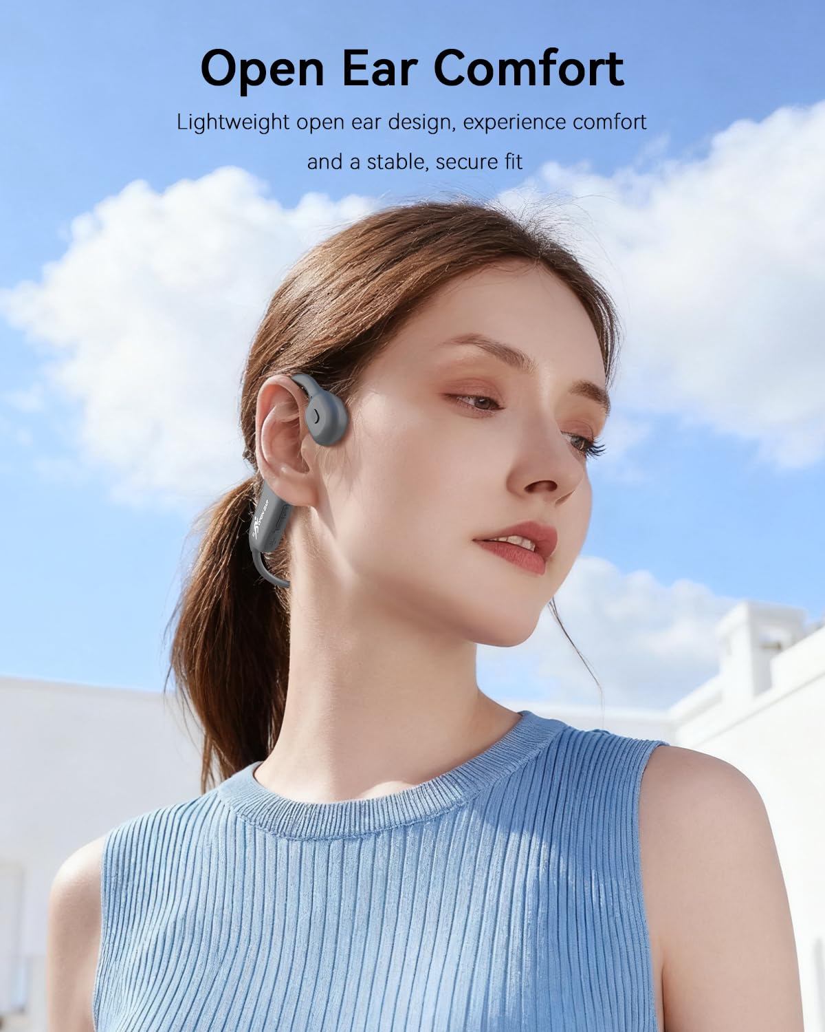 SANOTO Auriculares Conduccion Osea Bluetooth Auriculares Inalambricos Deportivos Impermeables IPX5, Auriculares Oseos Diseño Ultraligero para Ciclismo, Running e Fitness