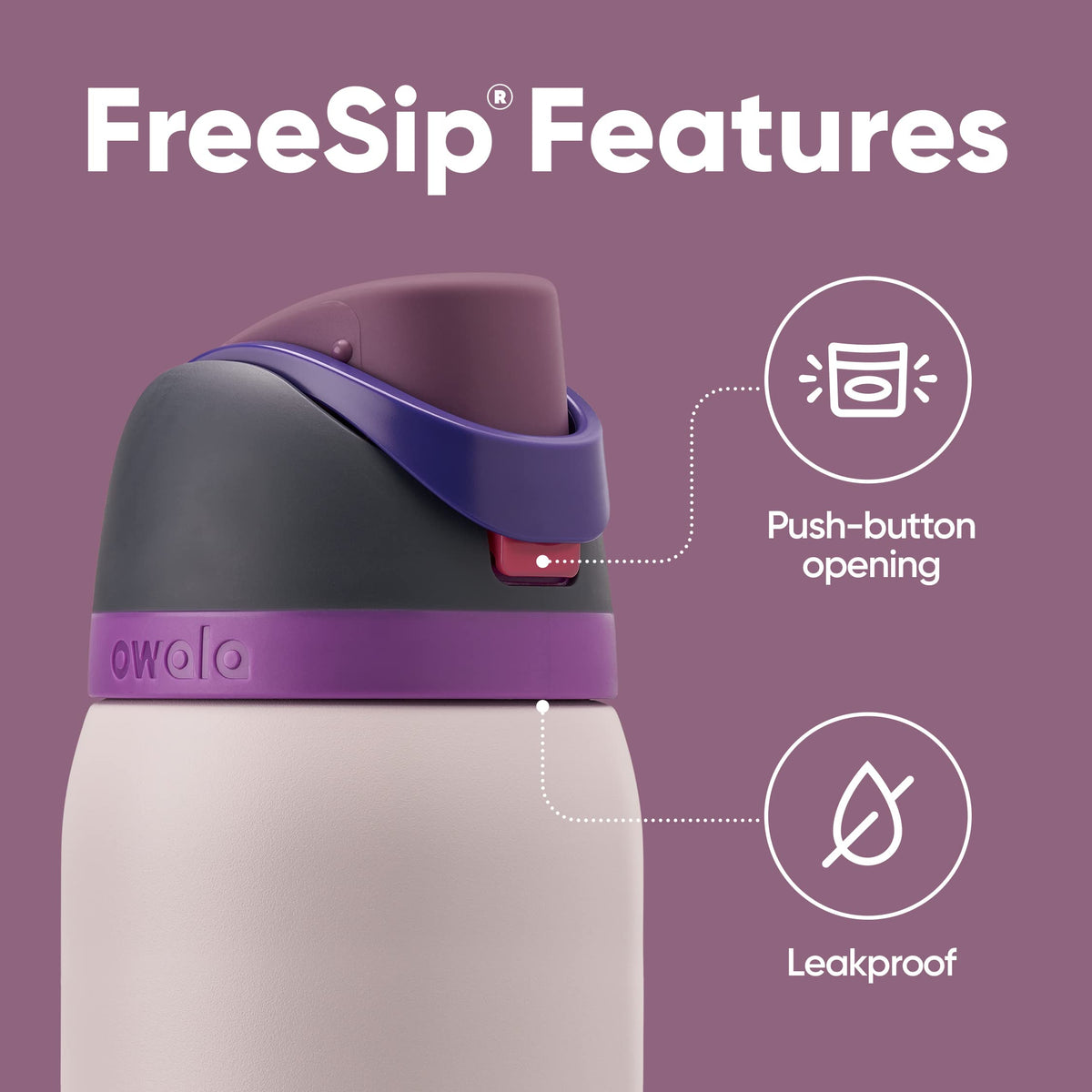 Owala FreeSip - Botella de agua aislada de acero inoxidable con pajita para deportes y viajes, sin BPA, 40 onzas, campo de ensueño