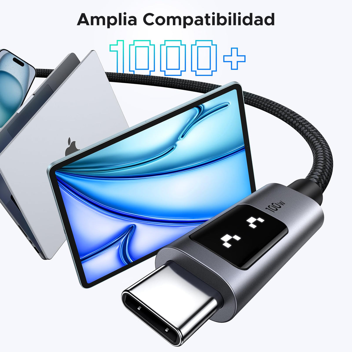 UGREEN UNO Cable USB C a USB C 100W (5A/20V) Tipo C PPS Carga Rápida PD 3.0 Pantalla Compatible con M4 MacBook Pro Air, iPad 2024, iPhone 16 15, Galaxy S25 S24 Ultra, Pixel 9 8 7, 2M, Negro