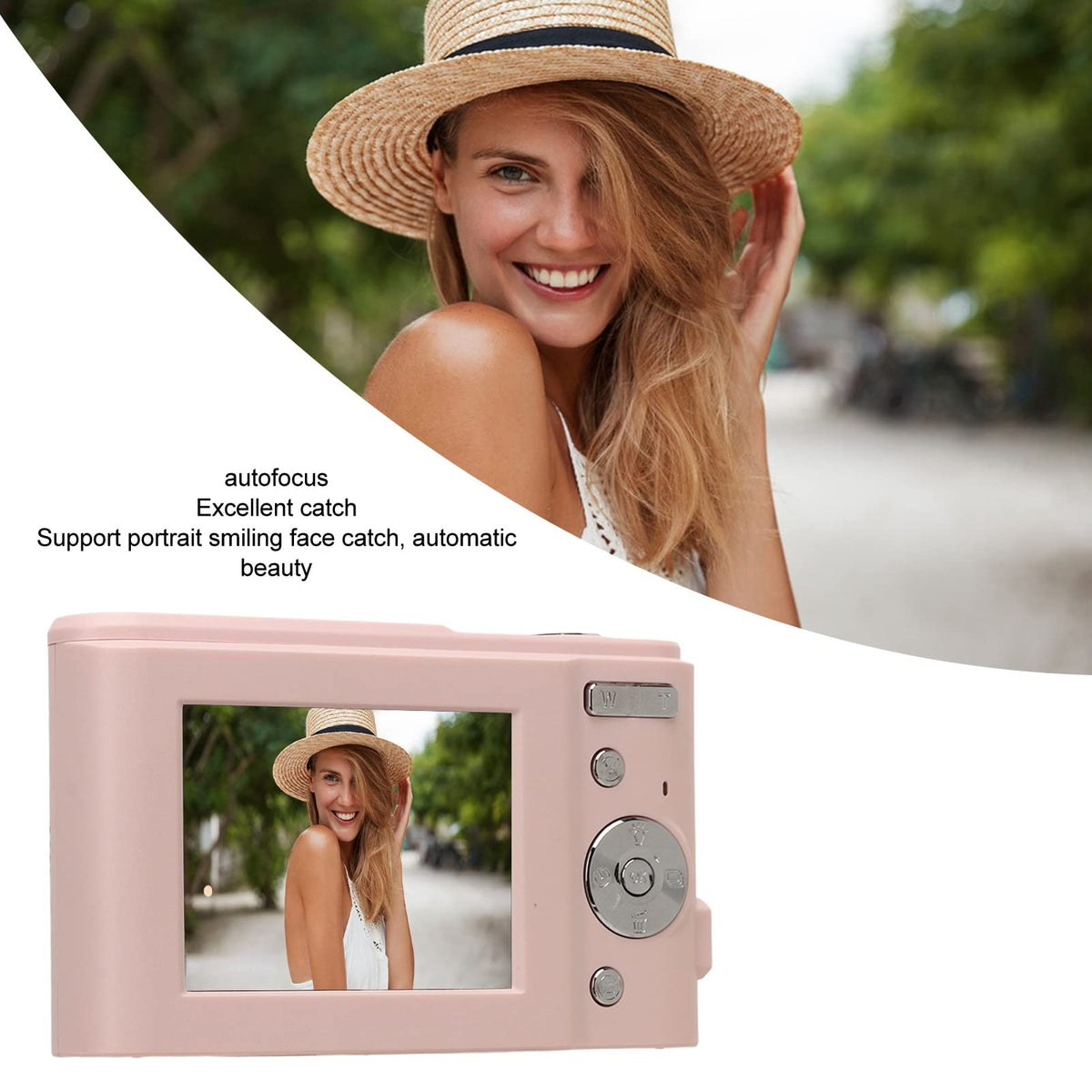 Cámara Digital, HD 1080P 48MP Vlogging Cámara para Niños Videocámara con Pantalla IPS de 2,4 Pulgadas, Zoom 16X Autofocus Compacto Mini Cámara de Bolsillo Regalos para Estudiantes (hada rosa)