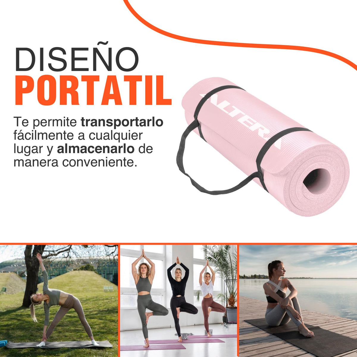 Altera Tapete para Ejercicio Yoga Pilates Rehabilitacion Gym Espesor 10 mm (Rosa Pastel)