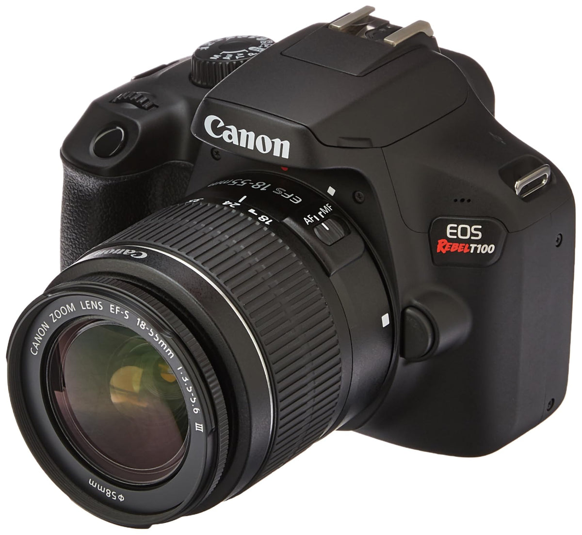Canon EOS Rebel T100 DSLR Camera w/EF-S 18-55mm f/3.5-5.6 DC Lens (International Model)
