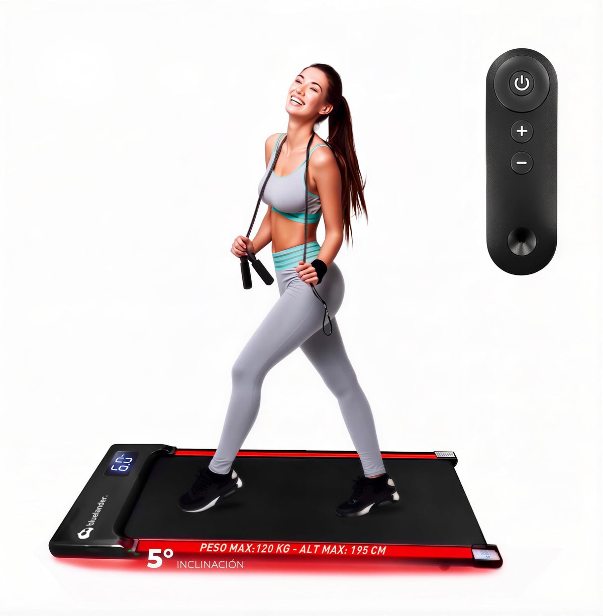 Bluelander Caminadora Electrica, Walking Pad, 115 * 49 cm, 110 V, Pantalla Digital, Caminadora Plegable, Portatil, Ideal para Oficina, Hogar, Cinta para Caminar
