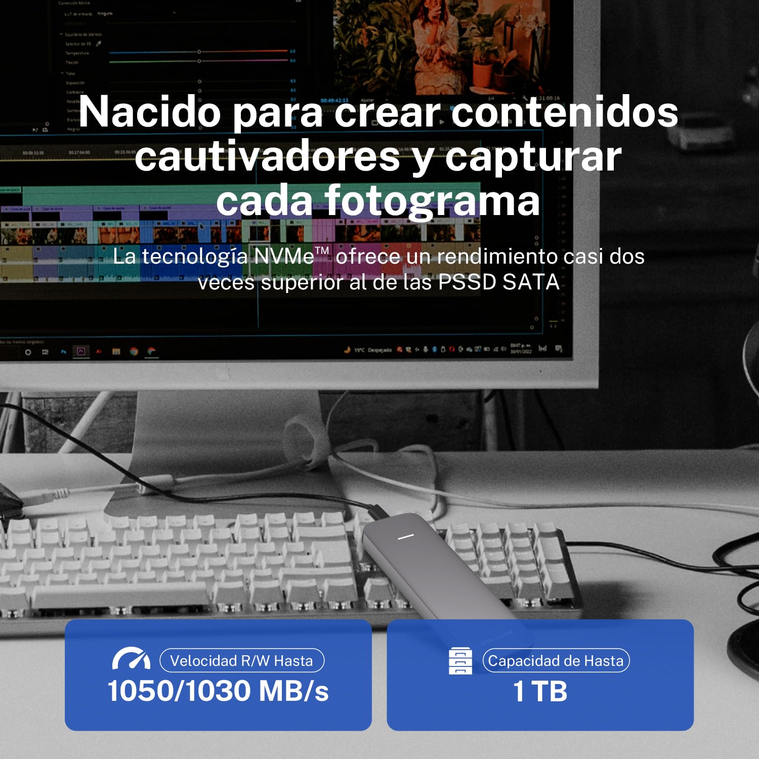 HIKSEMI SSD Externo Portable, Elite [Nueva Generación], 1T, 1024GB, Lectura: 1050MB/s y Escritura:1030 MB/s, Compatible con Windows/Mac/Android 4.4+, USB 3.2, Gen2 Type-C