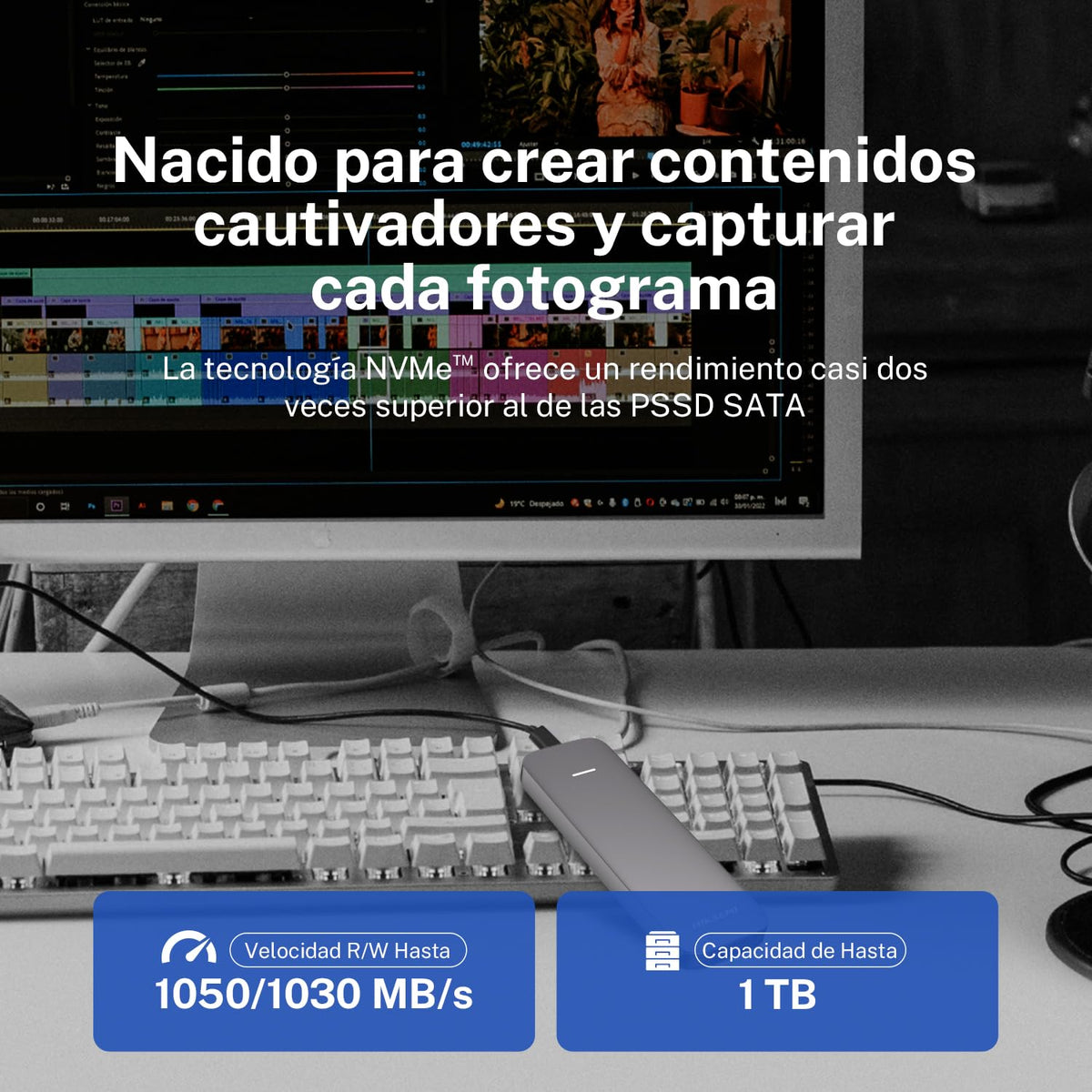 HIKSEMI SSD Externo Portable, Elite [Nueva Generación], 1T, 1024GB, Lectura: 1050MB/s y Escritura:1030 MB/s, Compatible con Windows/Mac/Android 4.4+, USB 3.2, Gen2 Type-C