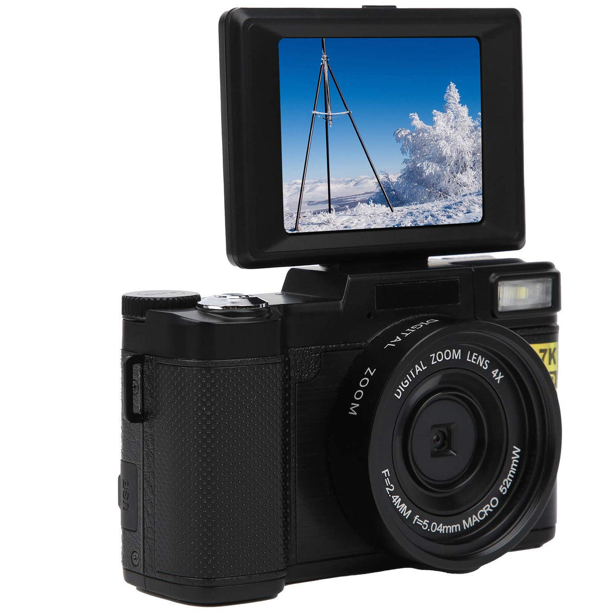S erounder Cámara Digital SLR, Cámara Vlogging Full HD 2.7K, con Una Pantalla LCD Giratoria de 180 Grados y Giratoria de 3.0 Pulgadas, Cámara HD con Zoom de 48MP, Puerto USB, Batería de 800mAh