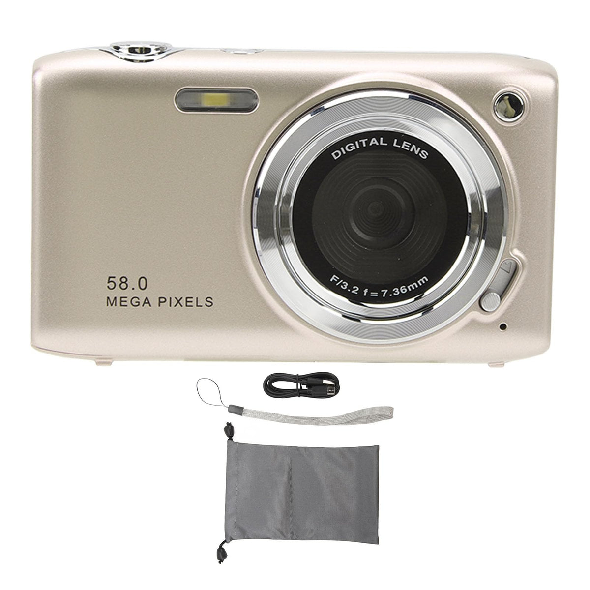 Cámara Digital 4K Yunseity, 58MP con Zoom 16X, Pantalla TFT HD 2.88 Pulgadas, Oro Dorado