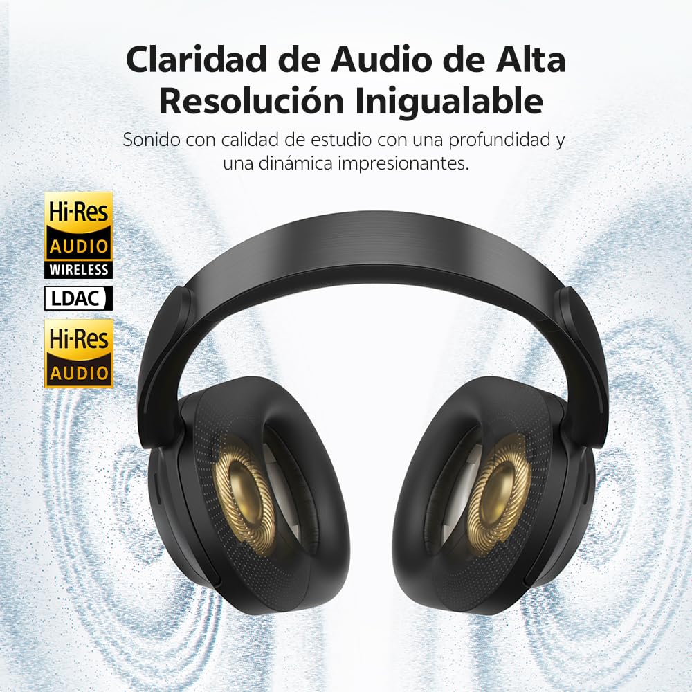 QCY H3S Audifonos Inalambricos Diadema, 102H Reproducción, Carga Rápida, Cancelación Activa de Ruido Híbrida, Sonido Hi-Res, Múltiples Modos, Ajuste Cómodo, Bluetooth 6.0