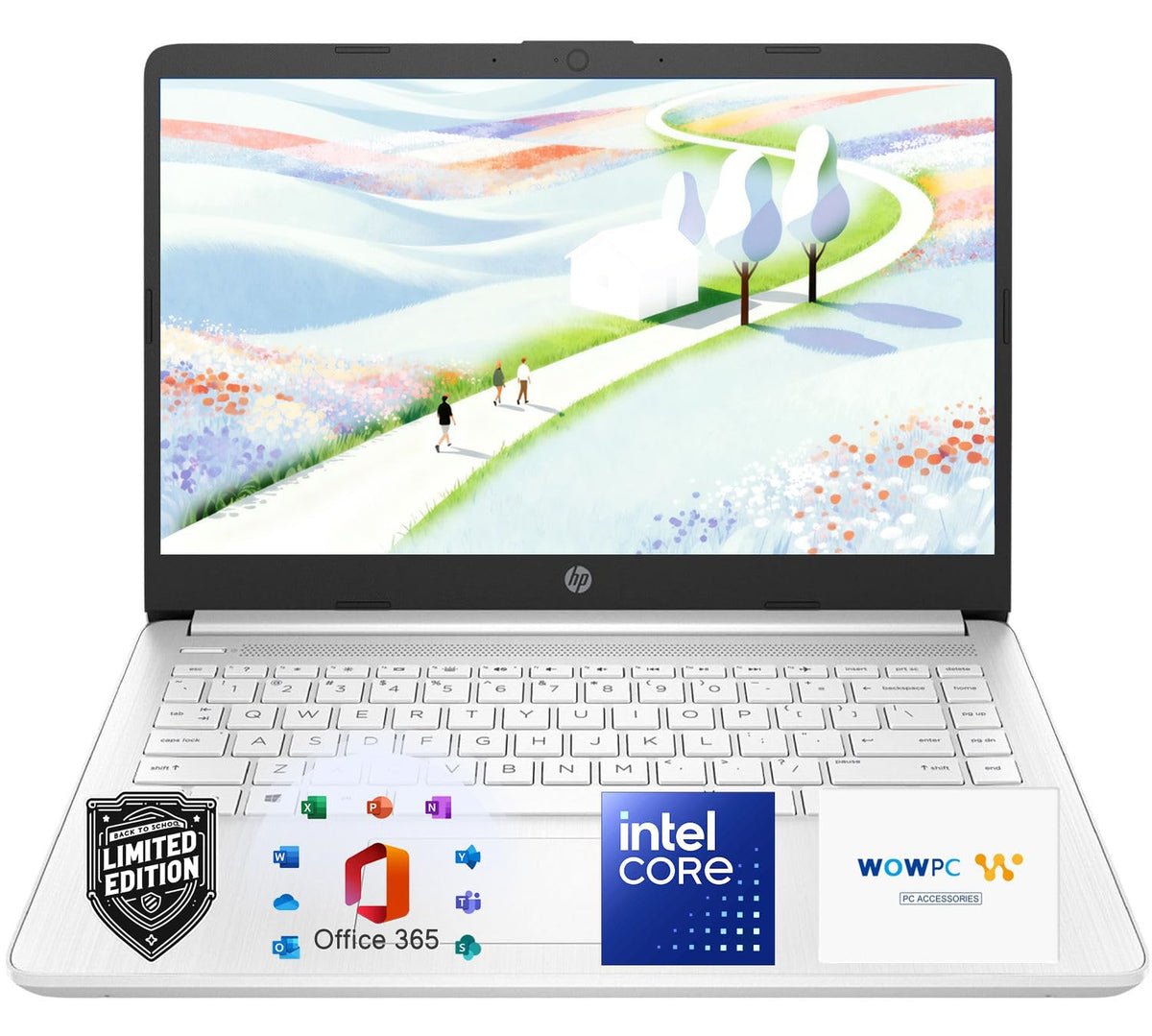HP Laptop de 14 pulgadas, CPU Intel de doble núcleo, 8 GB de RAM, SSD de 256 GB, acabado blanco suave, visualización HD, Windows 11, Microsoft 365 aplicaciones web con OneDrive de 1 TB