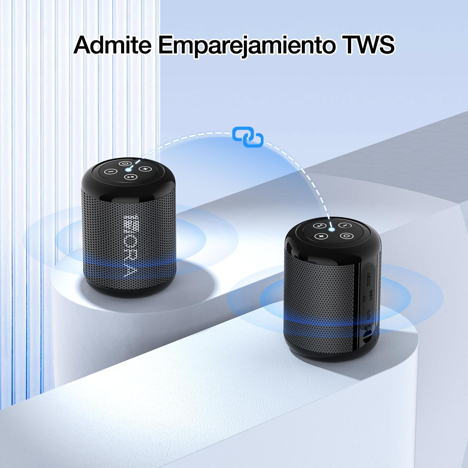 1 Hora Bocina Bluetooth Portatil 5W, Mini Altavoz Inalámbrico con Manos Libres/Micro USB/Radio FM/TF, Compatible con Phone, Tablet, Computadores, Ideal para Viajar, Campear, Negro