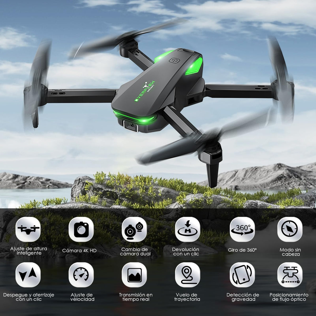 AXIDUN S20 Mini Drones con Cámara 4K, Drone plegable, Evitación Inteligente de Obstáculos,2 Baterías, Control por Voz y Trayectoria de Vuelo, Drone para Adolescentes Principiantes Regalo.