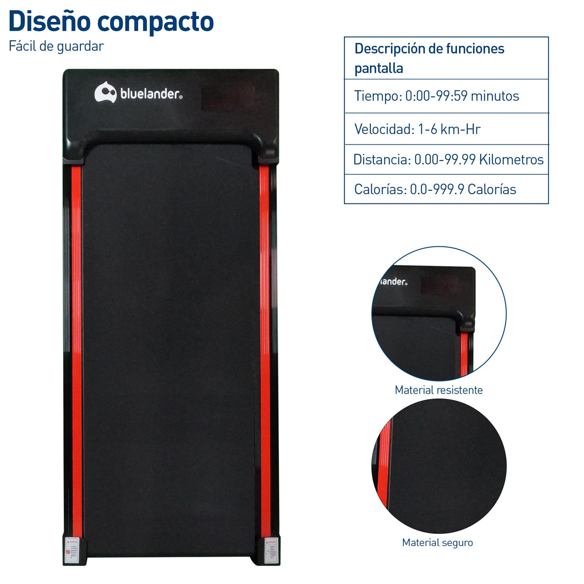 Bluelander Caminadora Electrica, Walking Pad, 115 * 49 cm, 110 V, Pantalla Digital, Caminadora Plegable, Portatil, Ideal para Oficina, Hogar, Cinta para Caminar