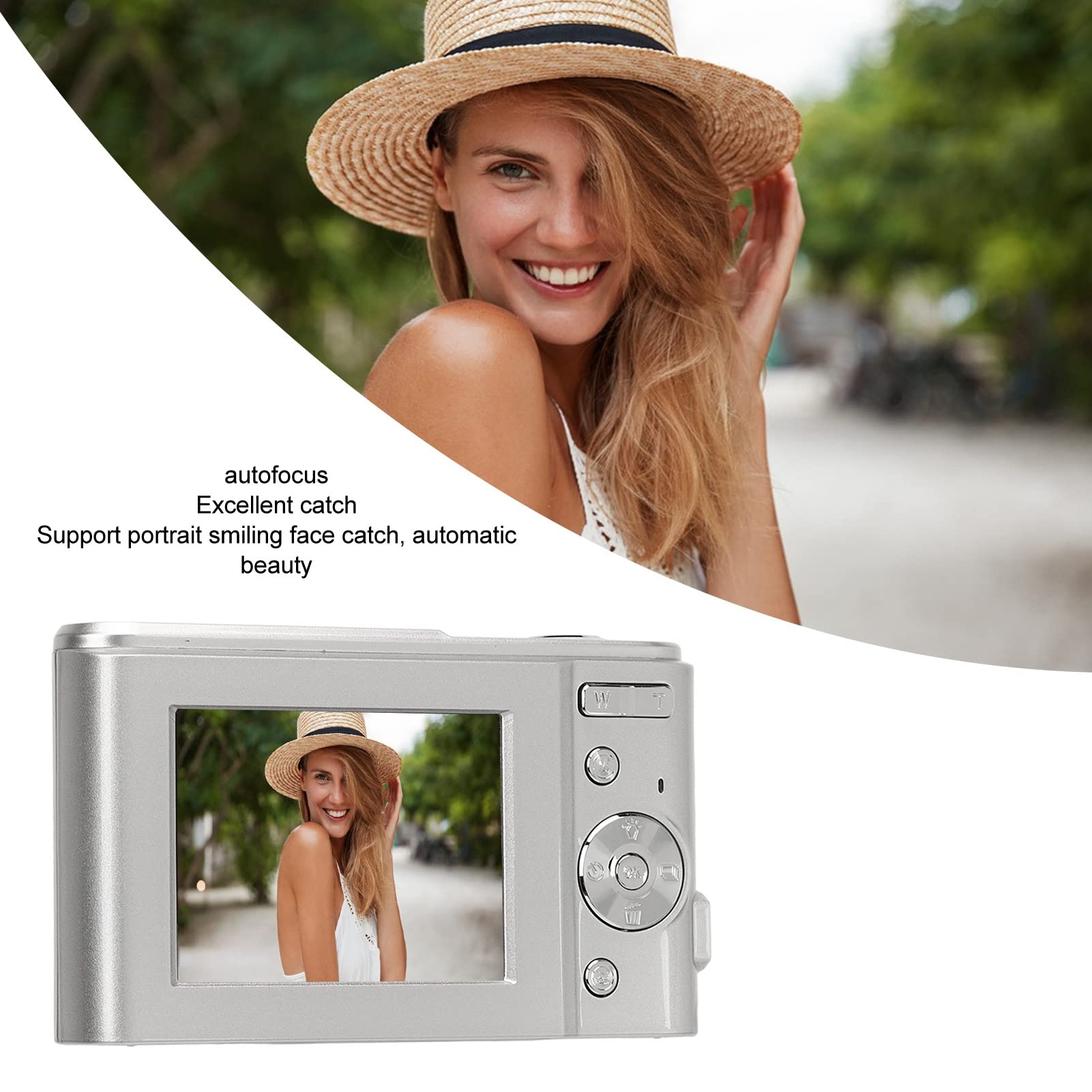 Cámara Digital, HD 1080P 48MP Vlogging Cámara para Niños Videocámara con Pantalla IPS de 2,4 Pulgadas, Zoom 16X Autofocus Compacto Mini Cámara de Bolsillo Regalos para Estudiantes (plata espacial)