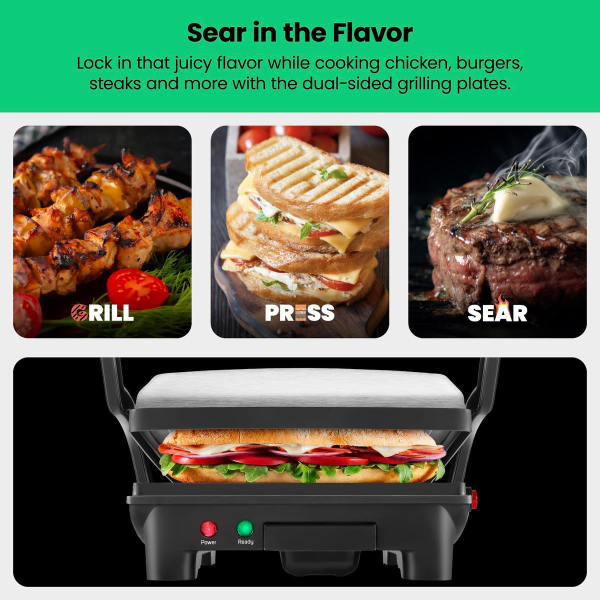 Chefman Parrilla Panini Prensa y Gourmet Sándwich de Hacer, 4 Rebanadas