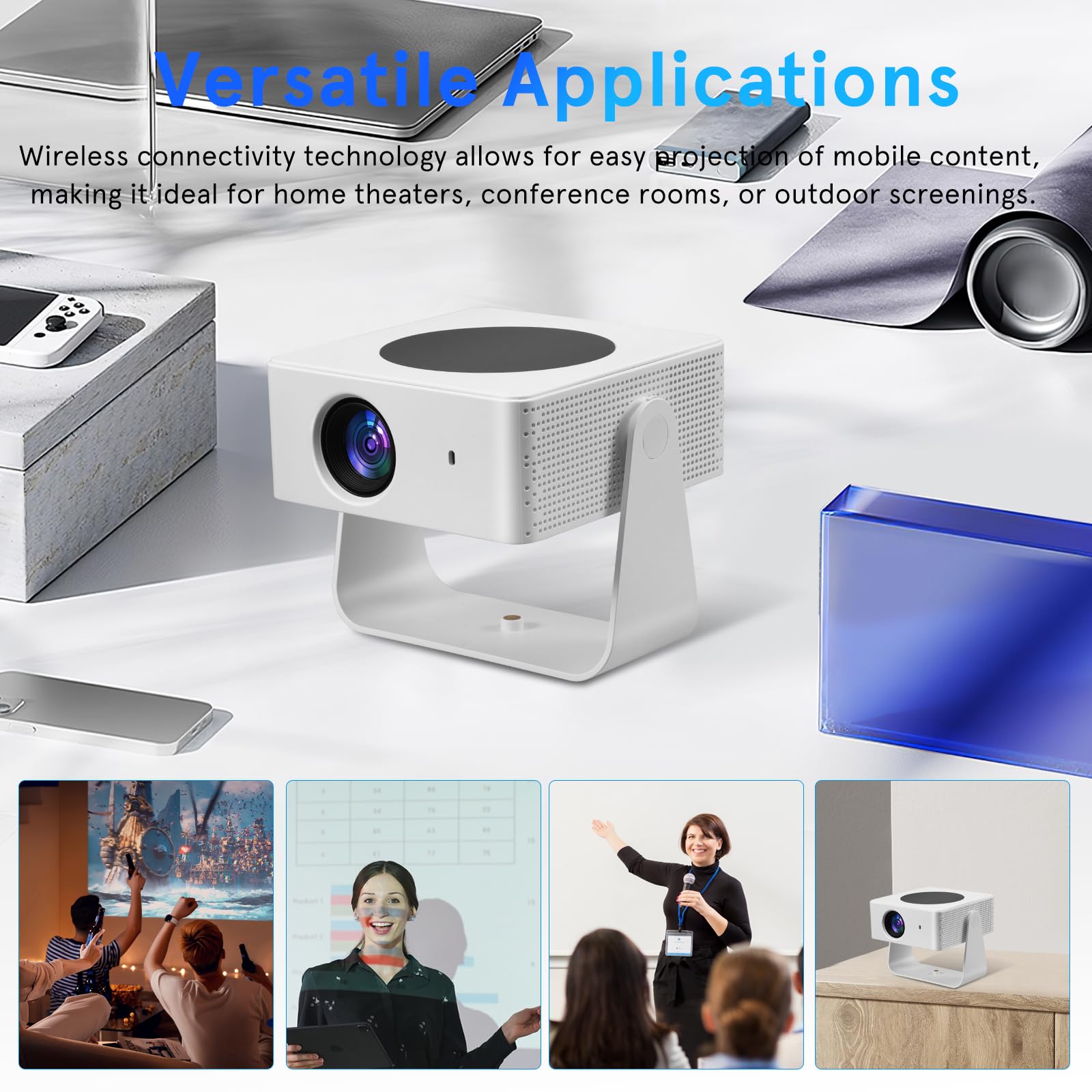 Sosoport Proyector Inteligente 1080P Nativo con Android 11 WiFi y Bluetooth