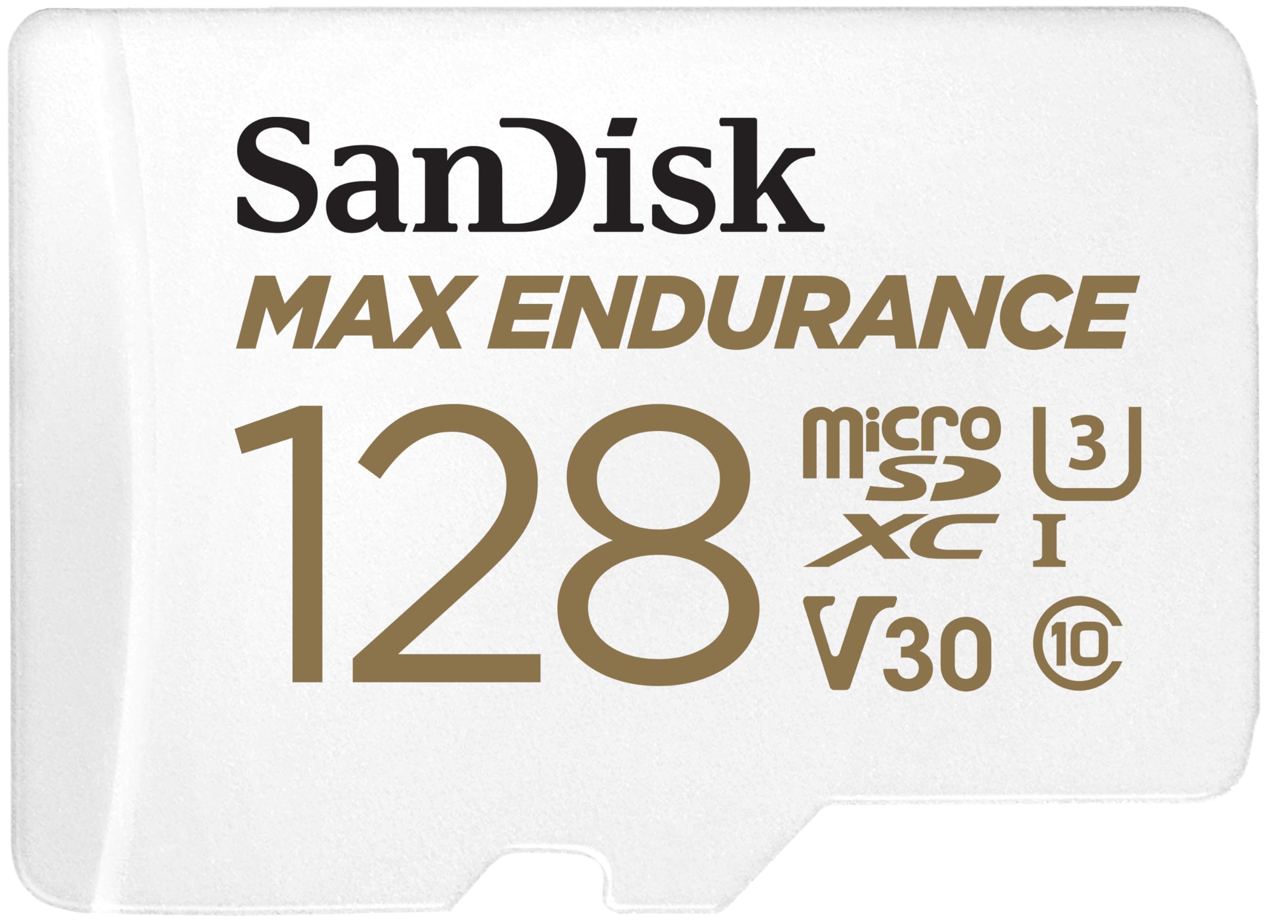 SanDisk Tarjeta microSDXC de 128 GB MAX Endurance con Adaptador para cámaras de Seguridad para el hogar y cámaras de salpicadero - C10, U3, V30, 4K UHD, Tarjeta Micro SD - SDSQQVR-128G-GN6IA