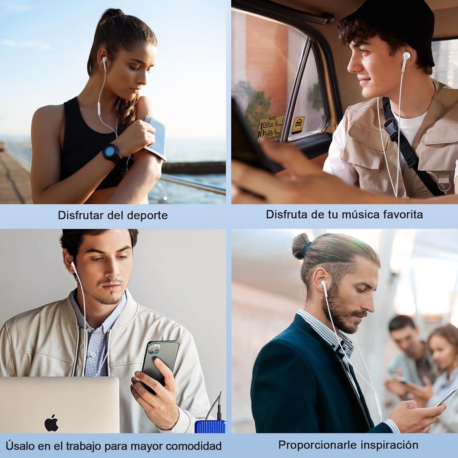 LXJADAP Audífonos Tipo C, Audífonos Alámbricos para iPhone 17/16/15, Blanco