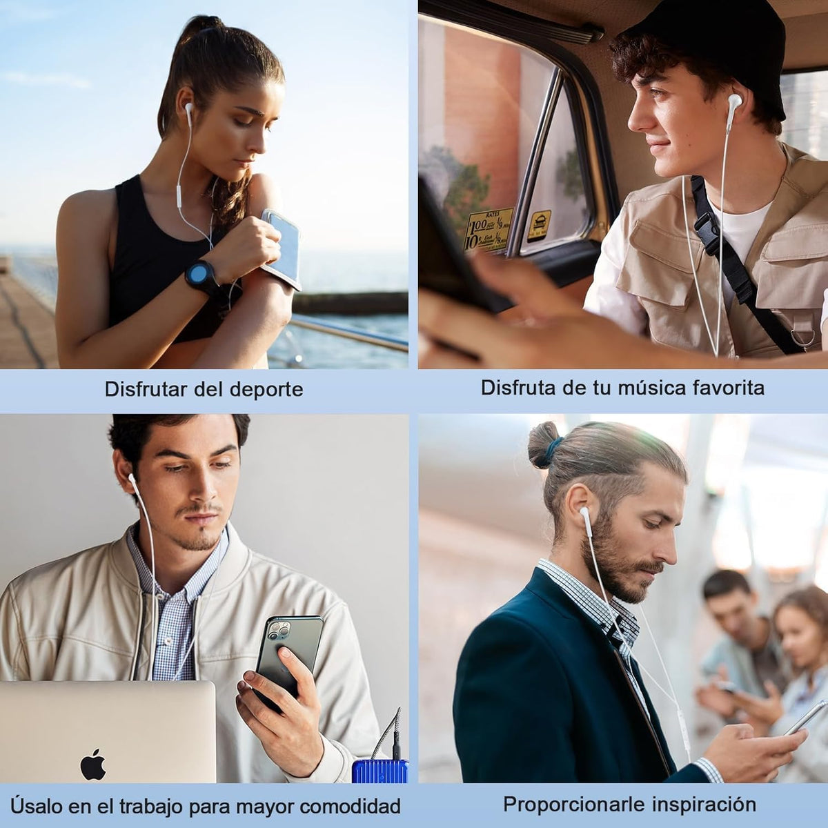 LXJADAP Audífonos Tipo C, Audífonos Alámbricos para iPhone 17/16/15, Blanco