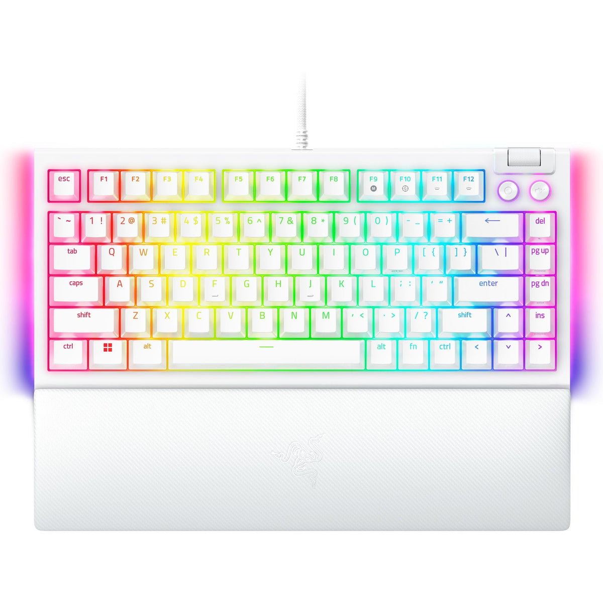 Razer BlackWidow V4 75% Teclado mecánico alámbrico Blanco PC Gamer, Diseño intercambiable , compacto y duradero, interruptores táctiles naranjas, Chroma RGB, tecla rodillo y medios (Reacondicionado)