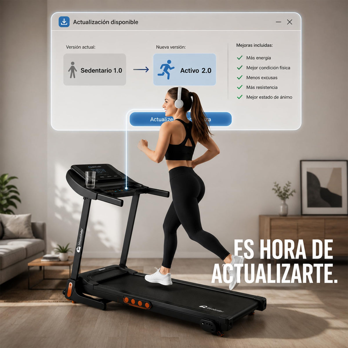 Bluelander Caminadora Electrica 2.0 HP, Caminadora Electrica Portatil, 4 Niveles de Inclinación, 12 Modos Automáticos, Incluye Bocinas y Pantalla, Velocidad de 1 a 14 Km/h, Capacidad de Soporte 110 Kg