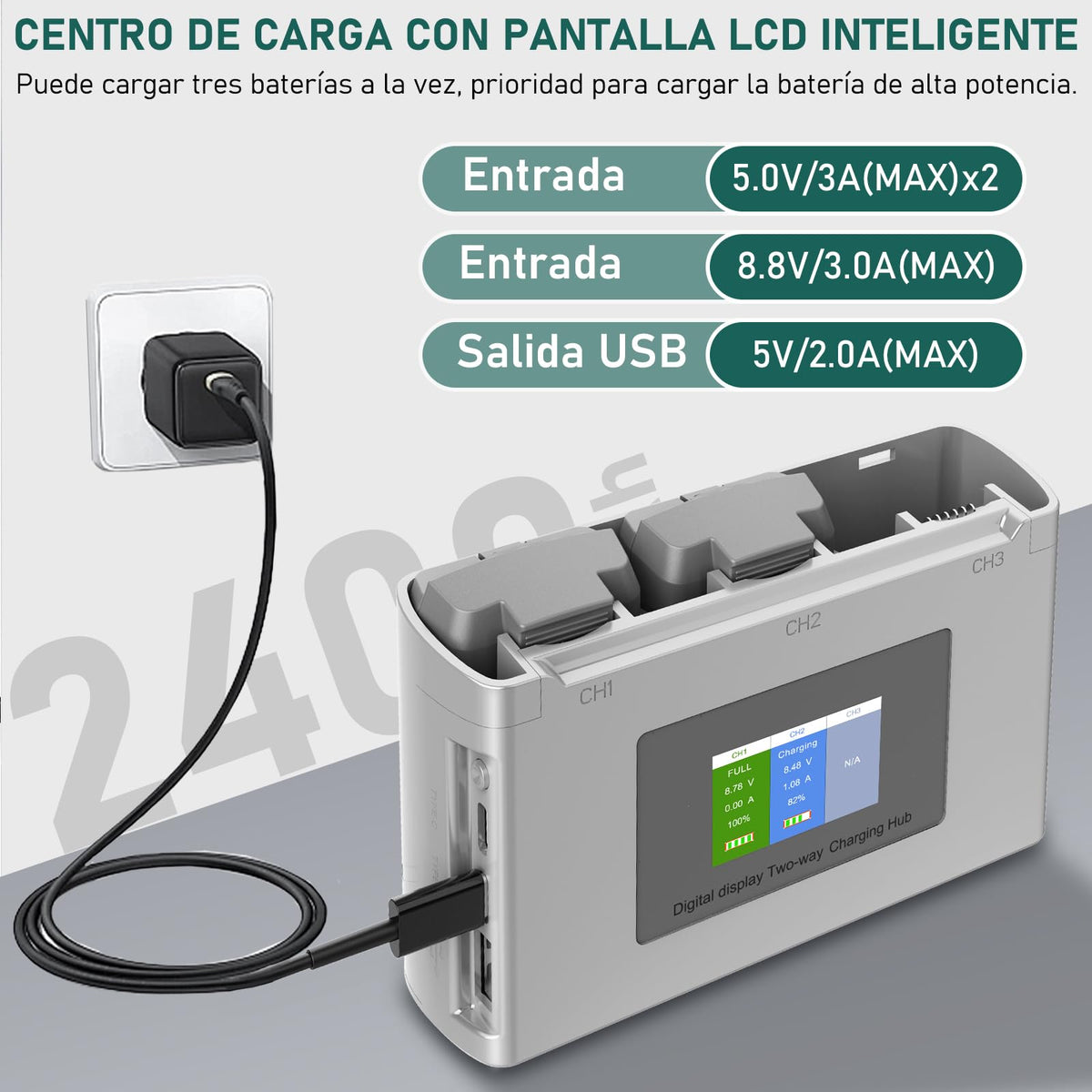 Artman Paquete de 2 Batería Mini 4K/Mini 2 con Estación de Carga, Batería para DJI Mini SE con Concentrador de Carga Bidireccional con Pantalla, Batería de 2400mAh 7,7V y 31 Minutos de Tiempo de Vuelo