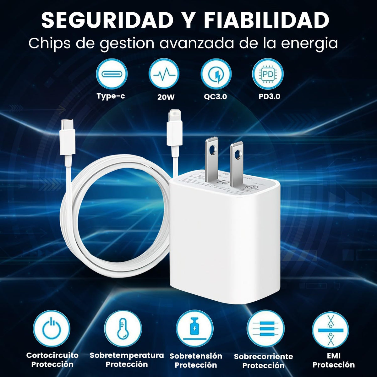 RUISTLI Cargador iPhone 14/13/12/11 Pro MAX,Carga Rapida PD 20W,Tipo c iPhone 8/7/6 con 1M Cable,Cargador Carga Rapida También Adecuado iphoneX/XS