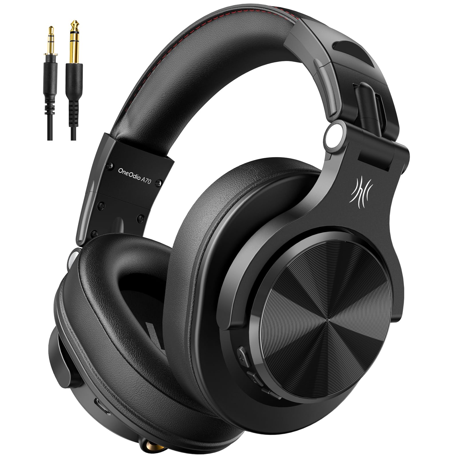 OneOdio A70 - Auriculares Bluetooth sobre la oreja, auriculares inalámbricos con tiempo de reproducción de 72 horas, de alta resolución, micrófono integrado, conector de audio con cable de 3,5 mm/6,35