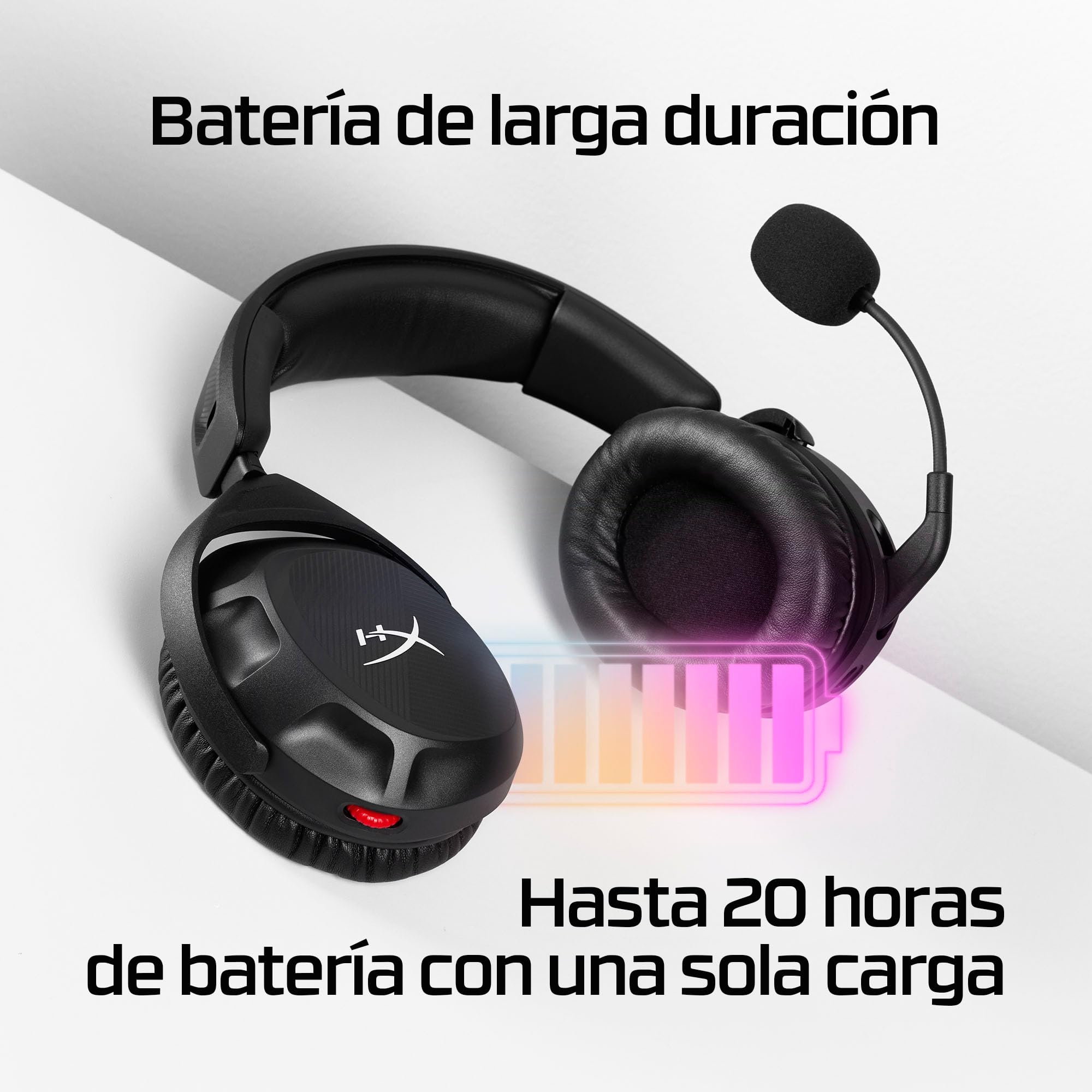 HyperX Cloud Stinger 2 - Auriculares inalámbricos para Juegos – Compatibles con PC. Micrófono con cancelación de Ruido, cómoda Espuma viscoelástica, hasta 20 Horas de duración de la batería