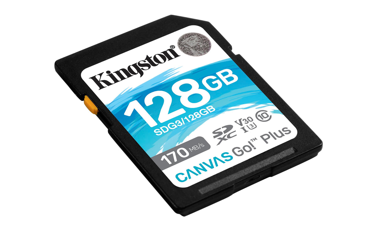 Kingston - Tarjeta de memoria SDXC Canvas Go Plus (128 GB, 170 MB/s, lectura UHS-I, C10, U3, V30)