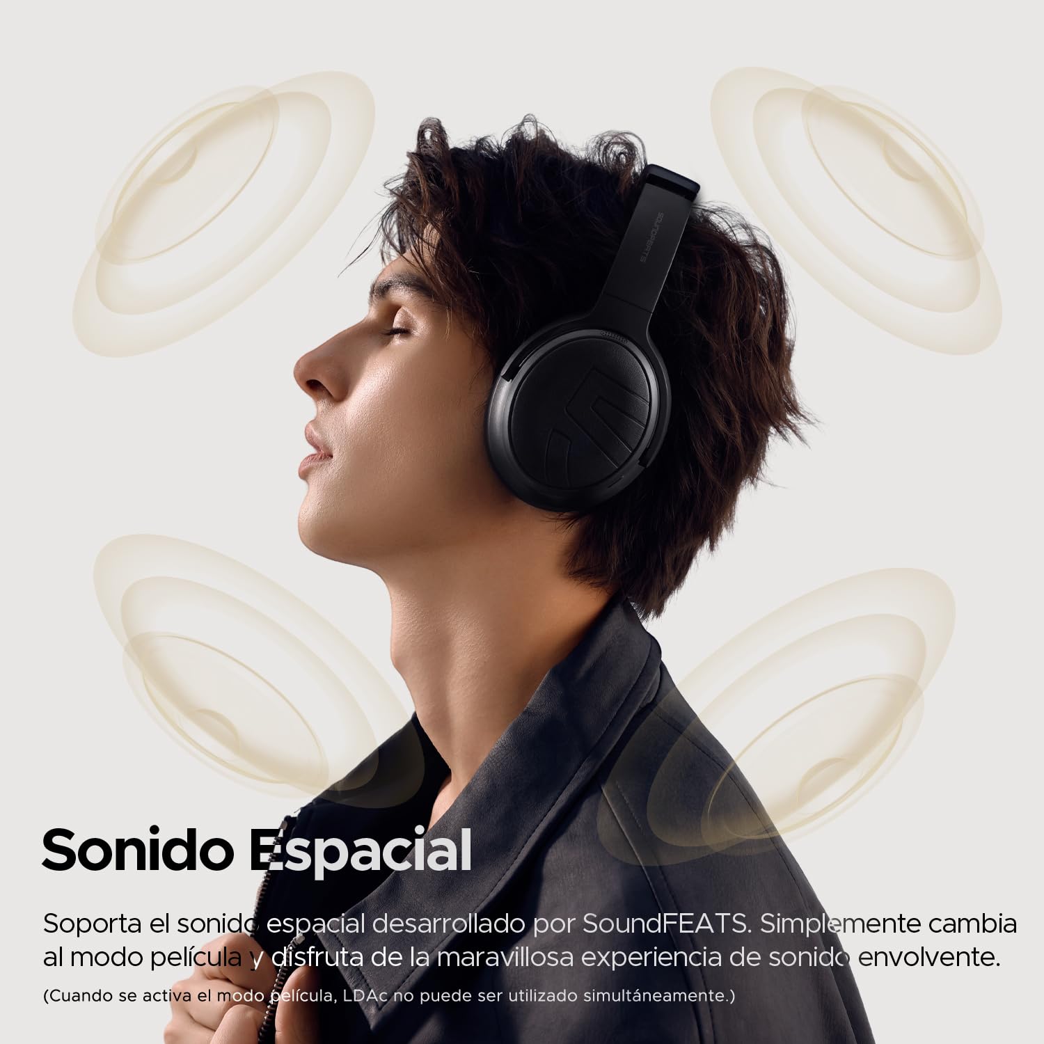 SoundPEATS Space Pro Audífonos de Diadema ANC Híbrido -47dB 151H de Batería