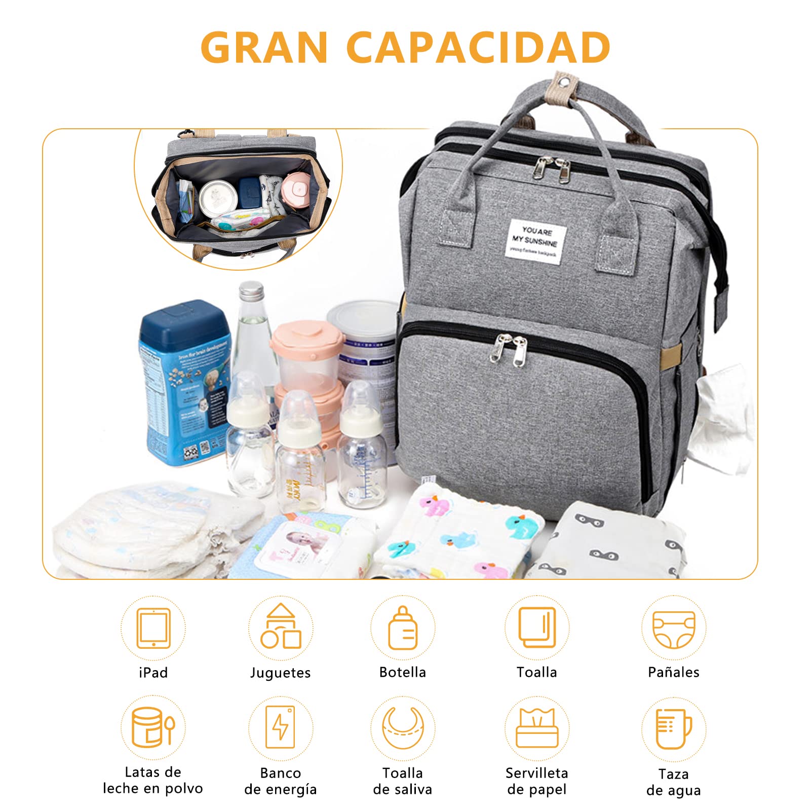 Jasonwell Mochila Pañalera para Bebé - Pañaleras Modernas Backpack Multifuncional de Gran Capacidad Ultra con Cable Usb Exteriores Mochila de Viaje Impermeable Gran Capacidad para Mamá y Papá