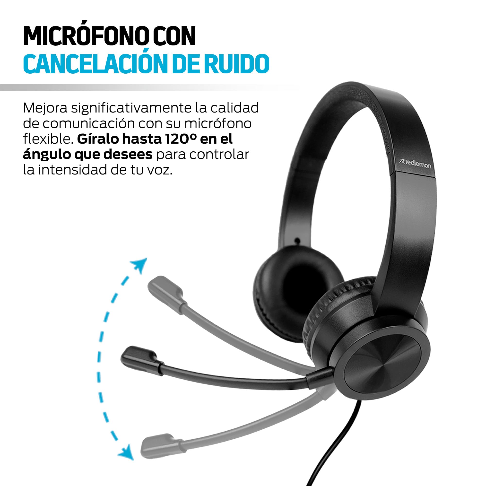 Redlemon Audífonos Alámbricos de Diadema USB con Micrófono Tipo Call Center