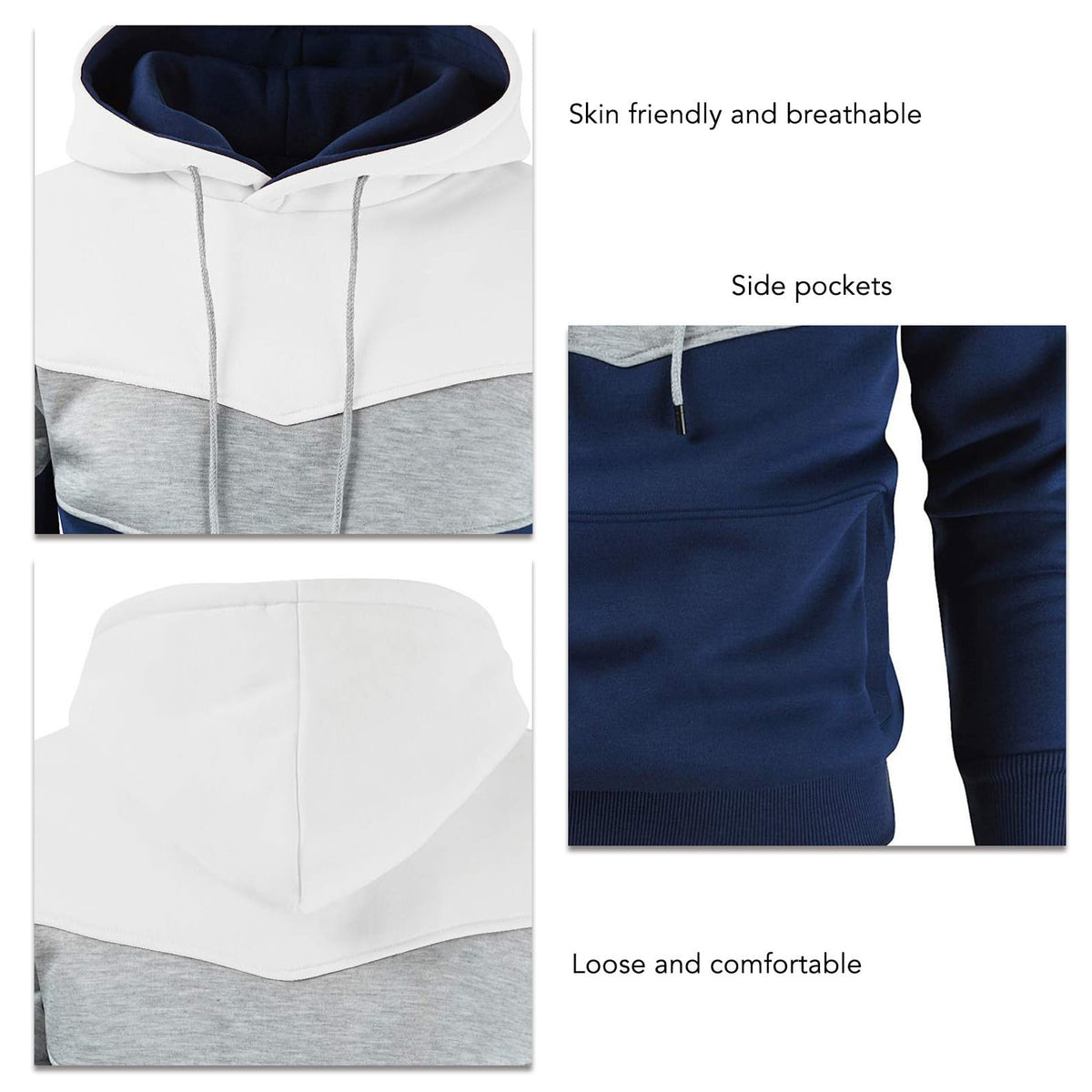 Sudadera Deportiva Masculina Sudadera Con Capucha Transpirable Sudadera Con Capucha Suave Sudadera Con Capucha Para Hombre Moda Suelta Cómoda Transpirable Bloqueos De Color (M)